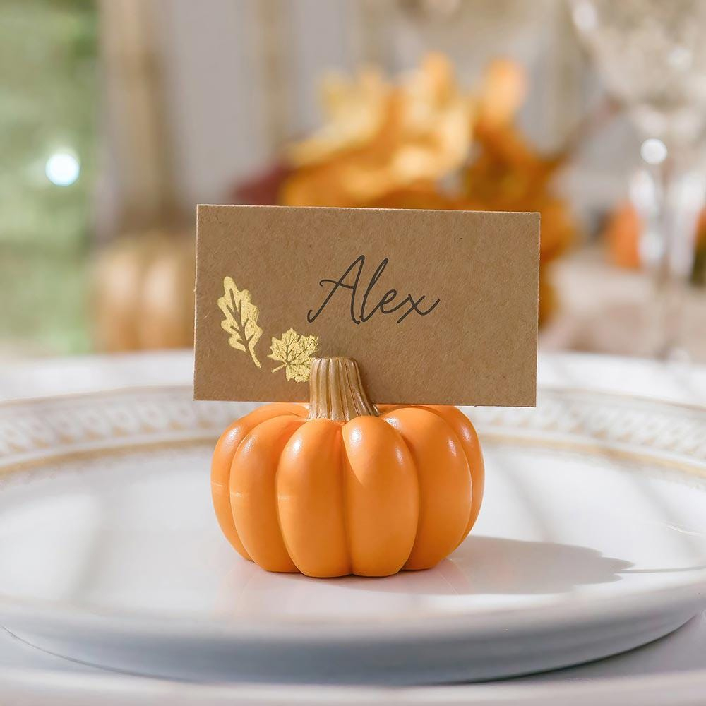 Orange Pumpkin Place Card Holders Set Of 6, Fall Place Card in Place Cards Holders For Thanksgiving