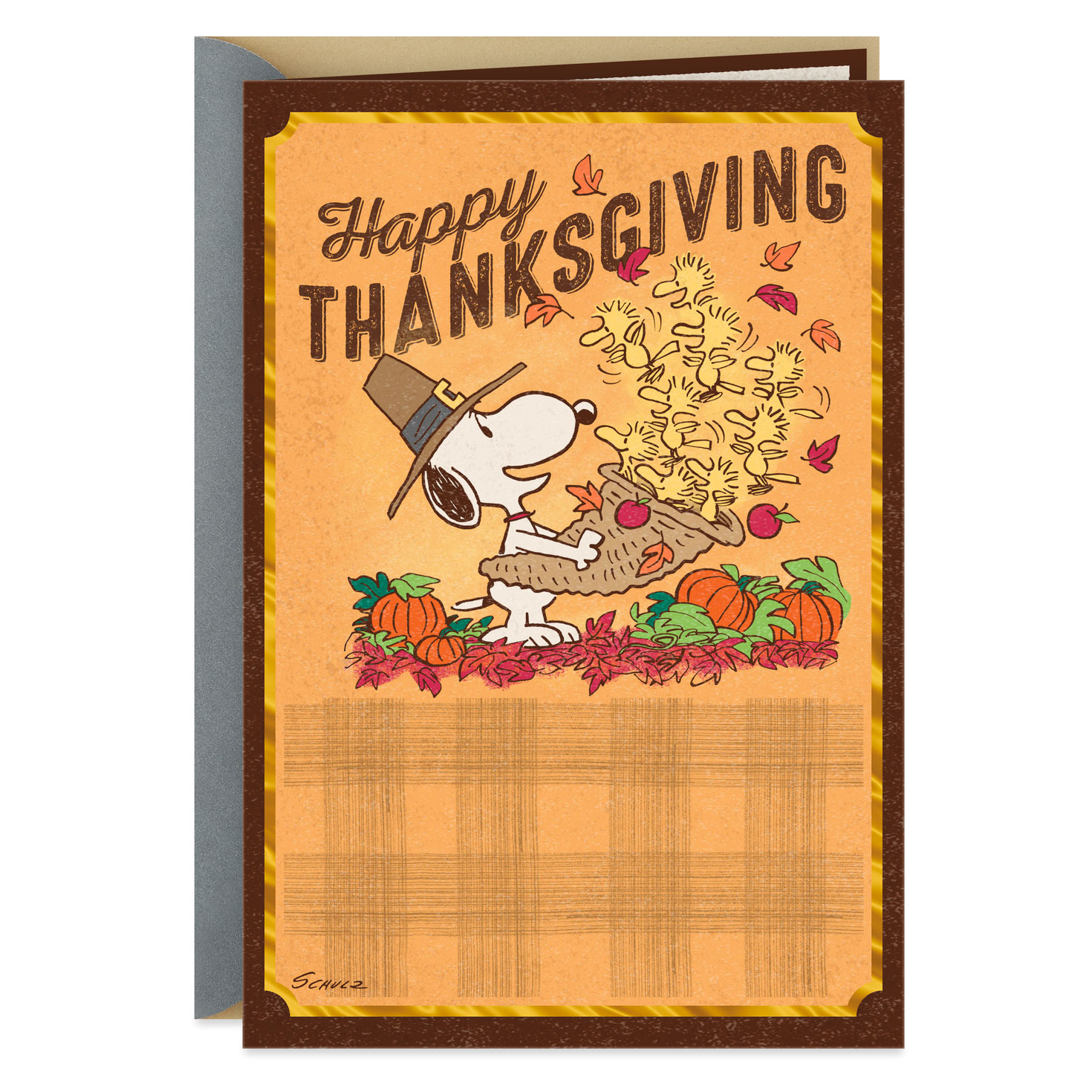 Peanuts® Snoopy And Woodstock Cornucopia Thanksgiving Card with regard to Snoopy Thanksgiving Cards