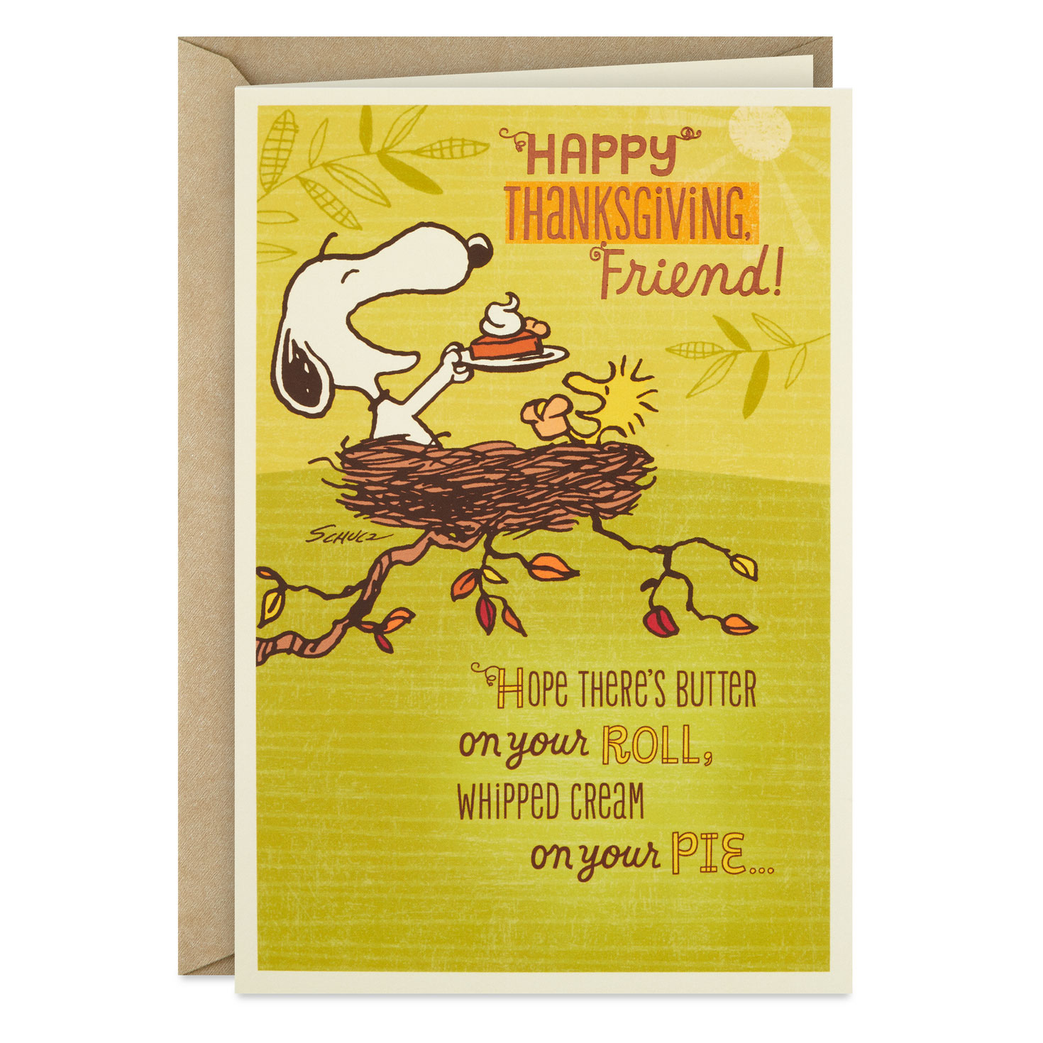 Peanuts® Snoopy And Woodstock Smile Thanksgiving Card For Friend for Snoopy Thanksgiving Cards