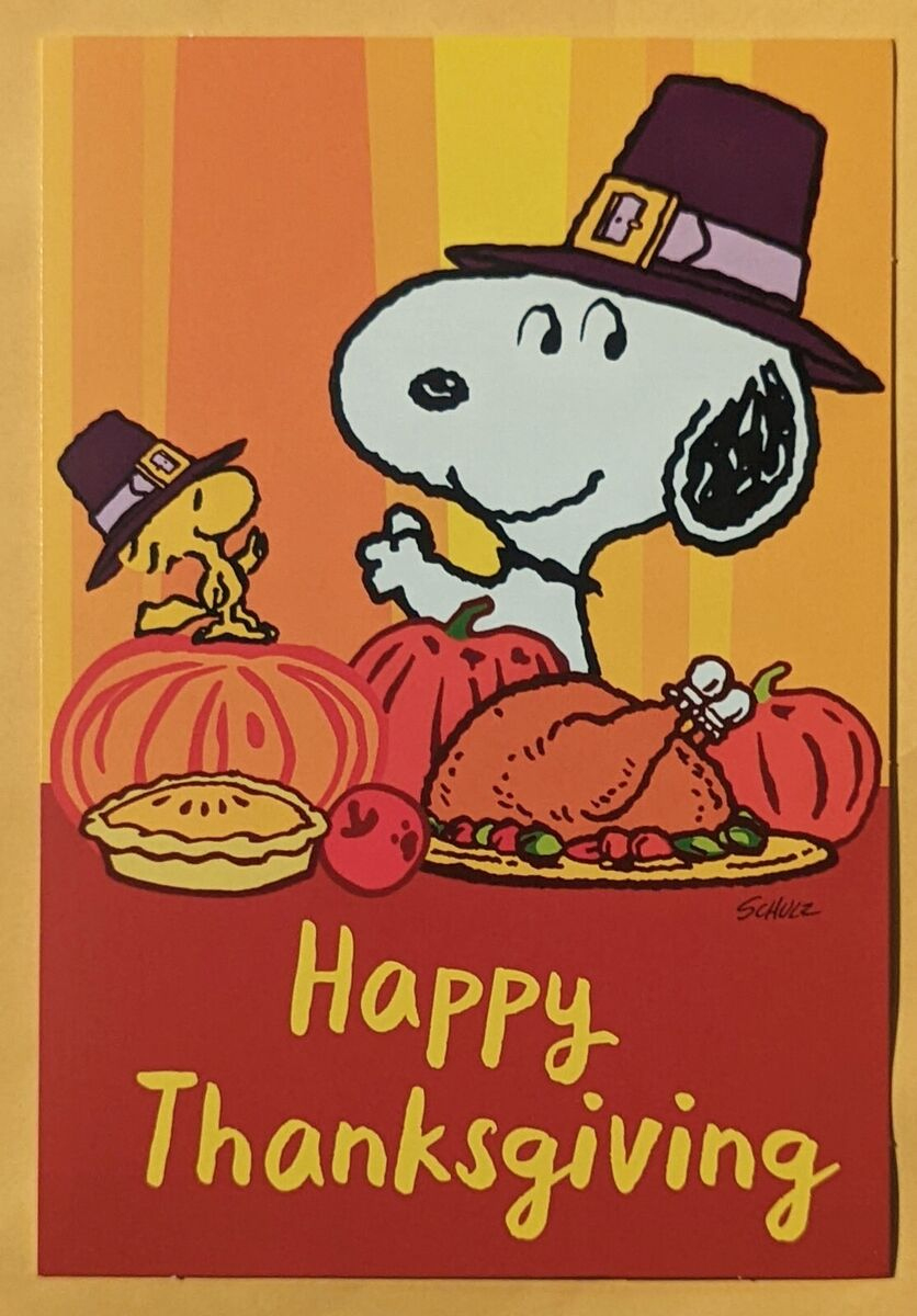 Peanuts &amp;quot;Snoopy&amp;quot; Happy Thanksgiving Greeting Card (+Envelope 5X7 within Peanuts Thanksgiving Cards