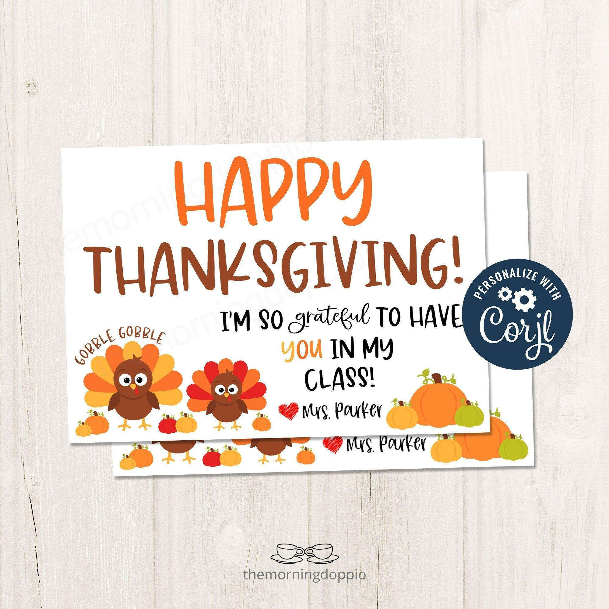 Printable/Editable Thanksgiving Postcard For Students Classrooms within Thanksgiving Cards Vistaprint