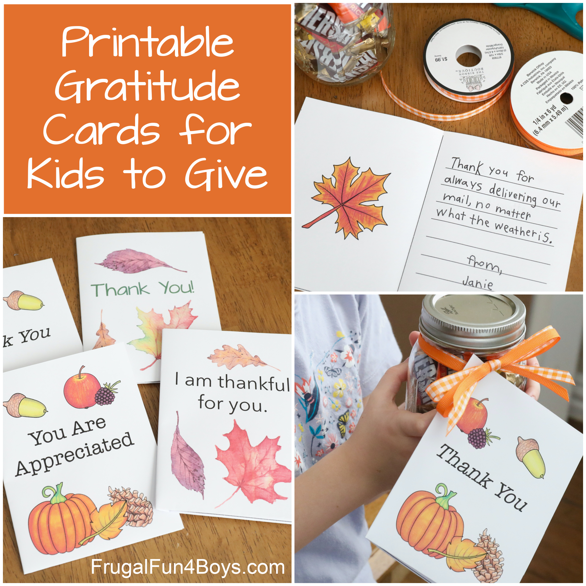 Printable Gratitude Cards {Kids Thanksgiving Activity} - Frugal in Thanksgiving Cards For Preschoolers