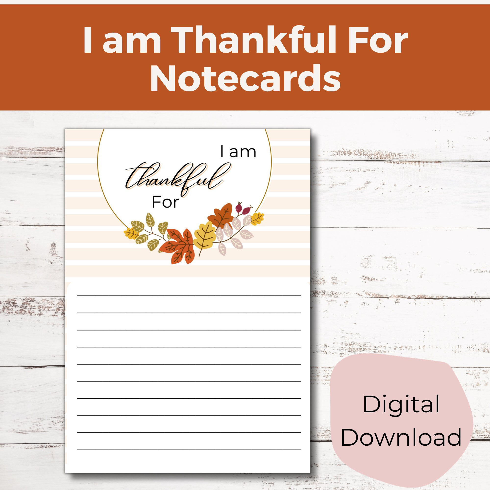 Printable I Am Thankful For Cards Thanksgiving Note Card Thankful intended for Thanksgiving Thankful Cards