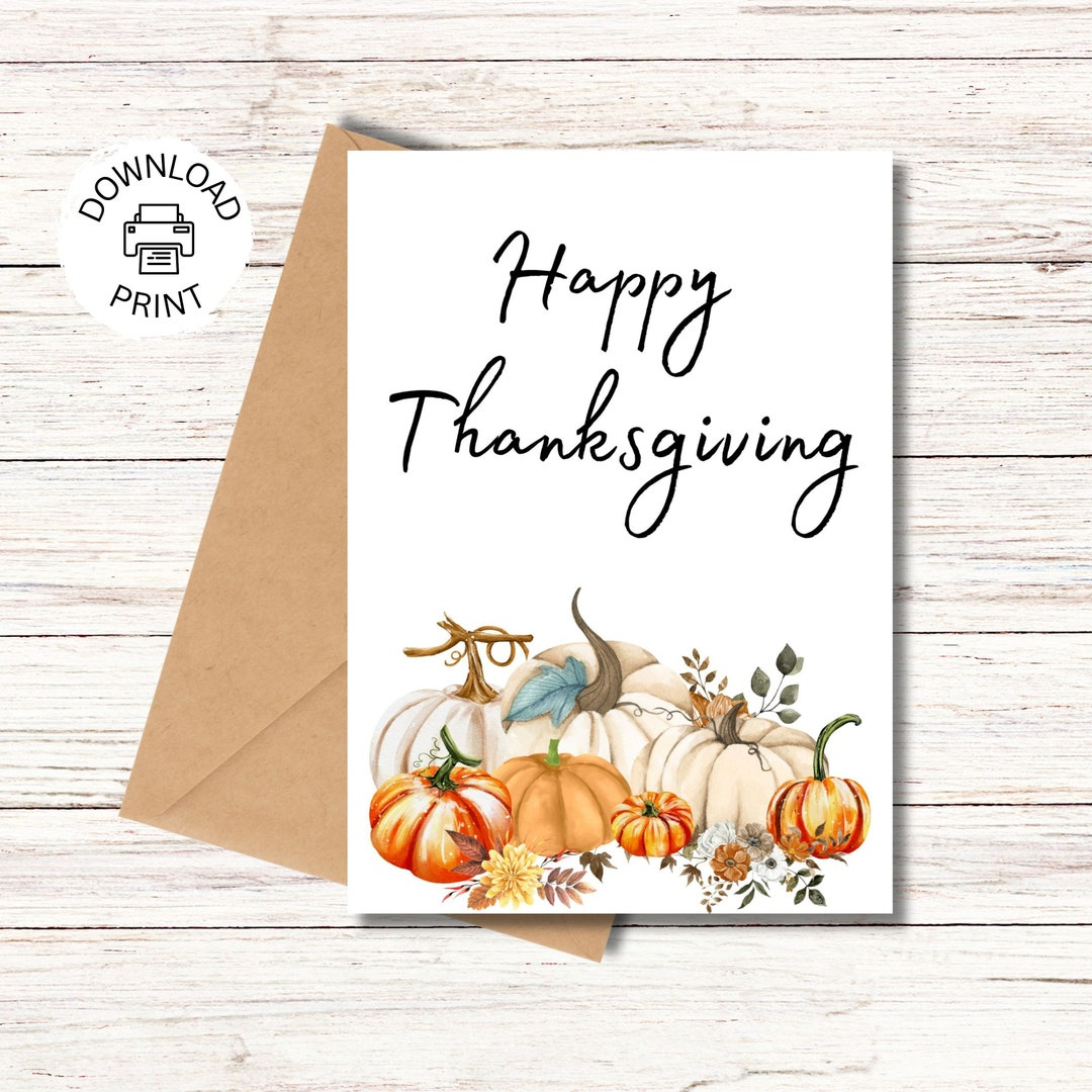 Printable Thanksgiving Card, Happy Thanksgiving Card, Greeting intended for Holiday Thanksgiving Cards