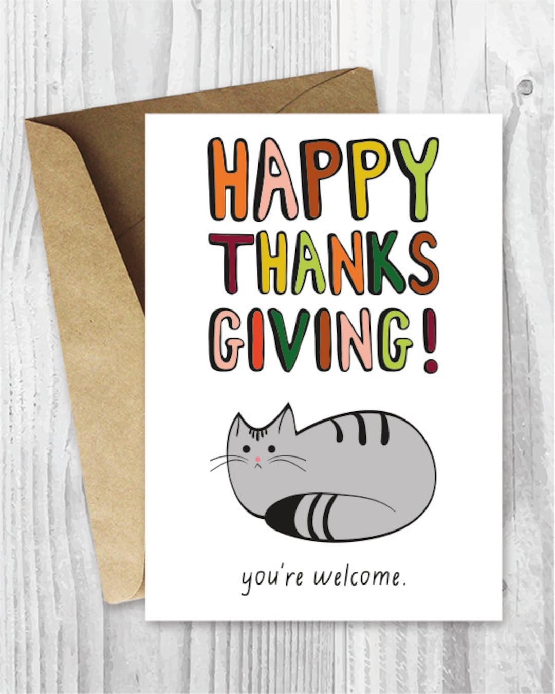 Printable Thanksgiving Cards, Happy Thanksgiving Cat Card, Card with Cat Thanksgiving Cards