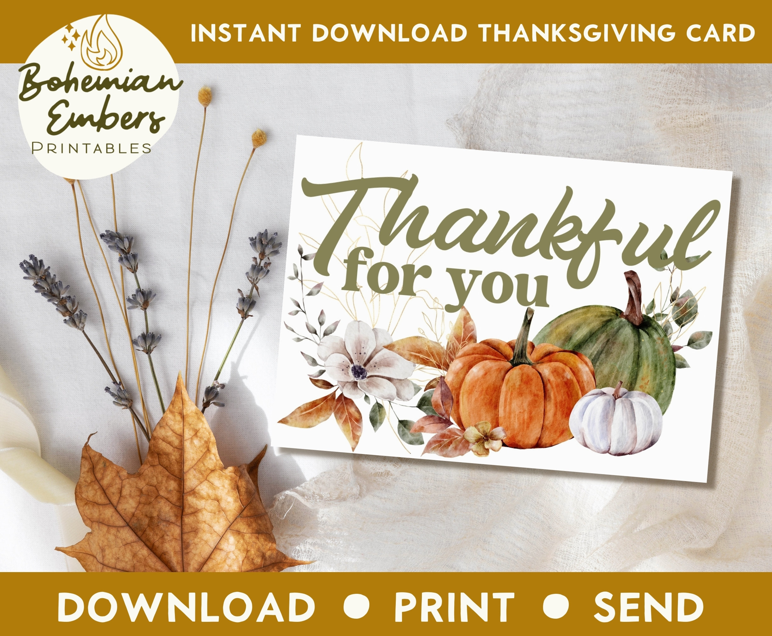 Printable Thanksgiving Greeting Card Instant Download 7X5 Inch with Download Thanksgiving Cards