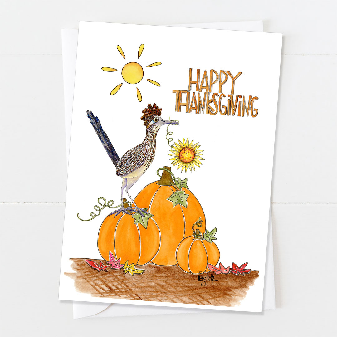 Road Runner Pumpkins | Thanksgiving Card - Zinnia Sky Studio intended for Thanksgiving Cards Pictures