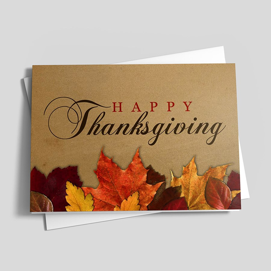 Rustic Thanksgiving Leaves - Thanksgiving Greeting Cards regarding Thanksgiving Cards For Clients