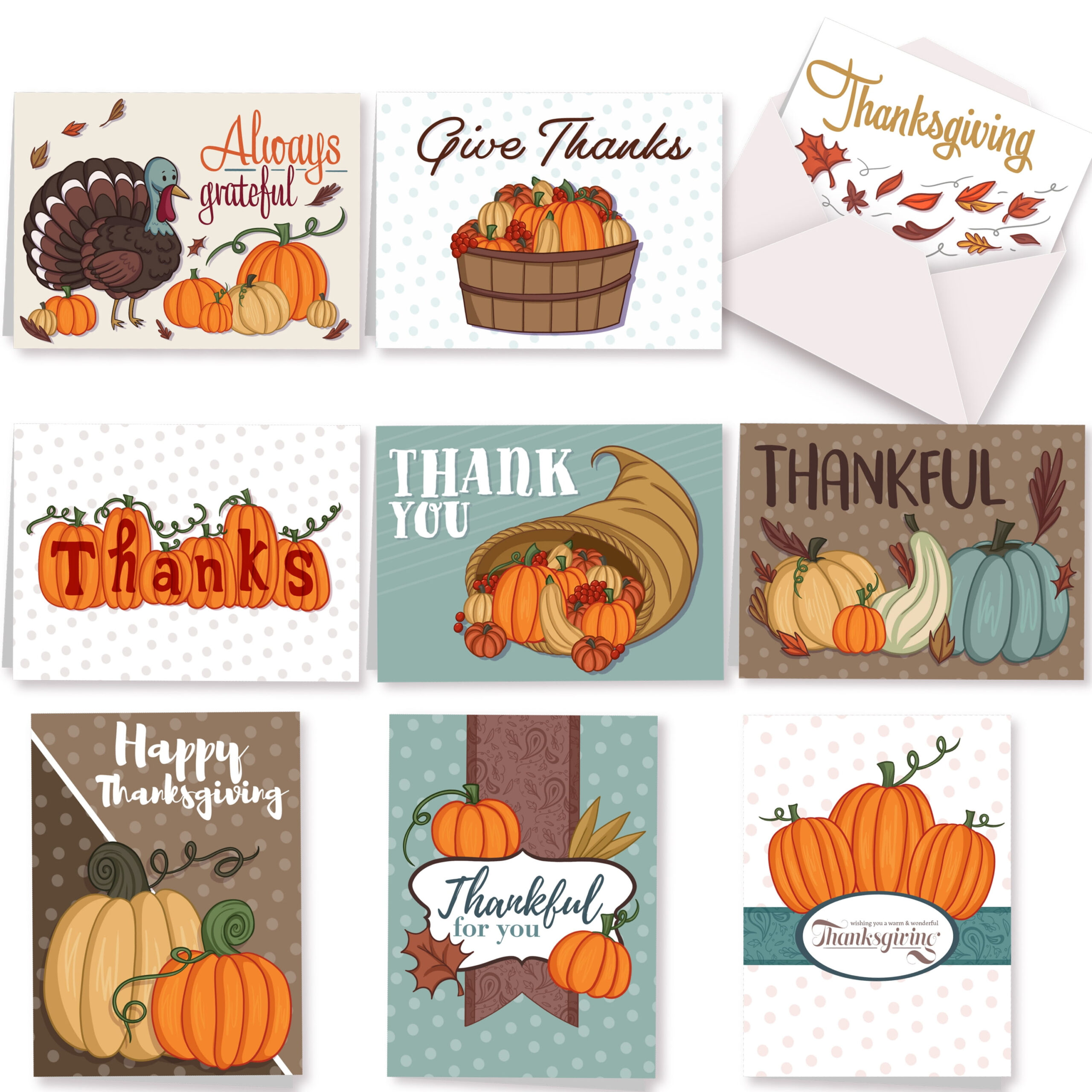 Syncfun 36Pcs Pumpkin Thanksgiving Greeting Gift Cards For Fall Theme Party Supplies for Thanksgiving Gift Cards