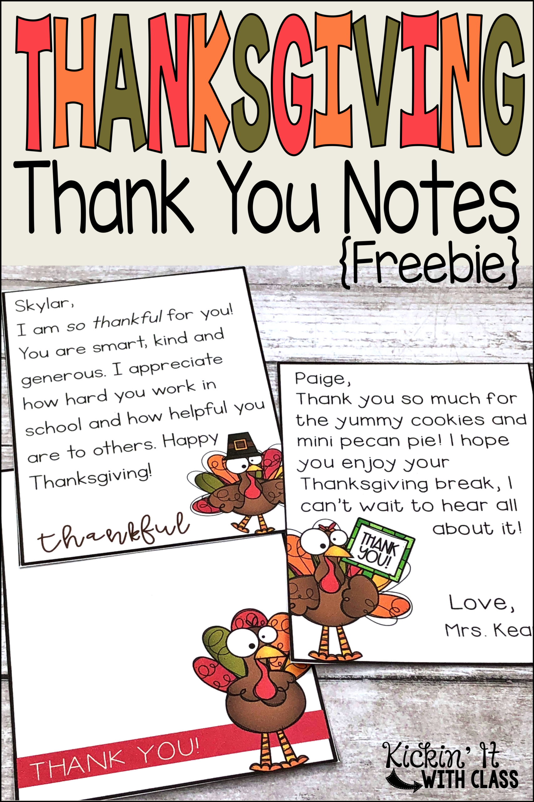 Thank You Notes For Teachers (Thanksgiving Freebie) regarding Thanksgiving Cards Messages To Teacher