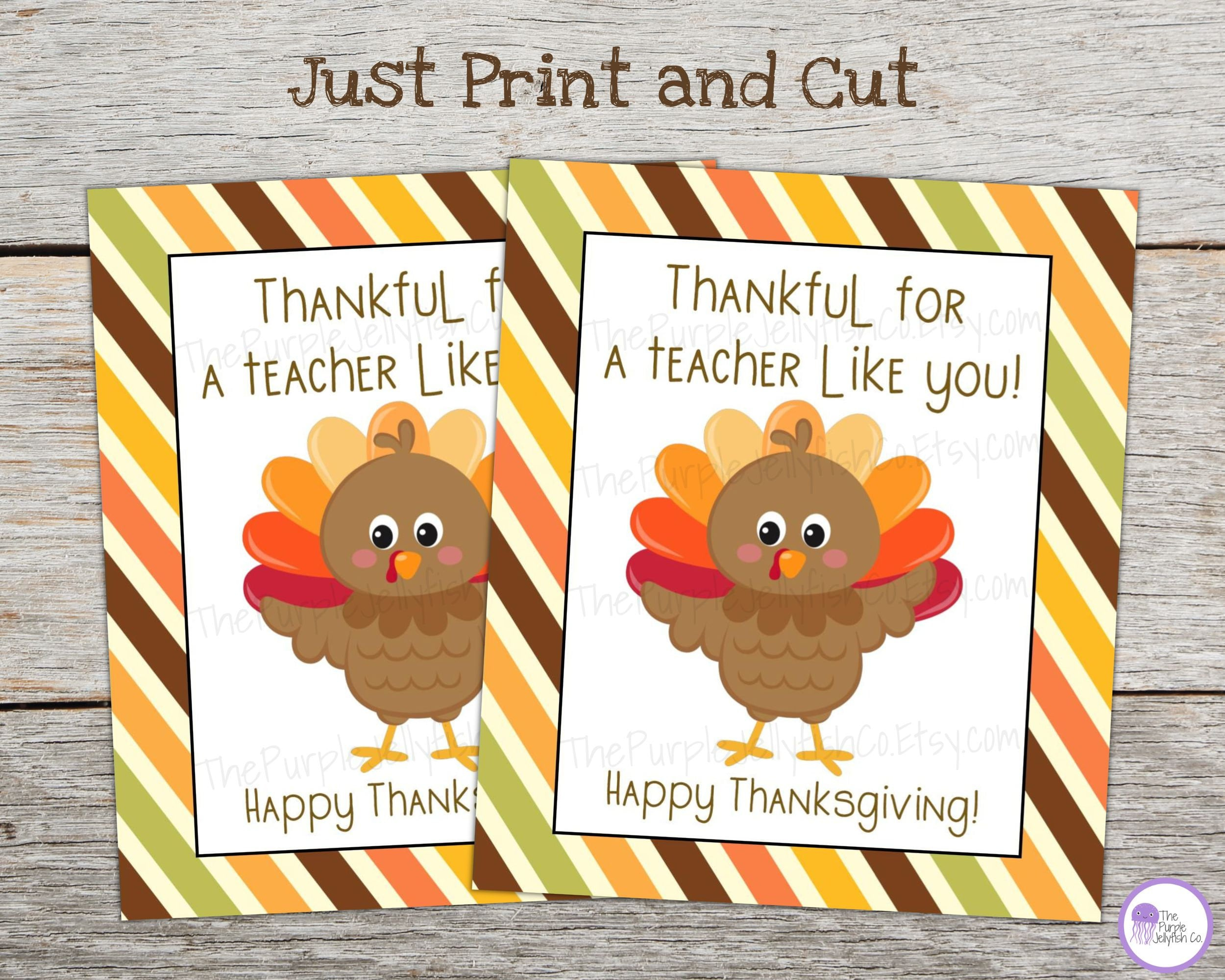 Thankful For Teacher Gift Tag, Thanksgiving Teacher Tag, Teacher Thanksgiving Card Printable, Teacher Thank You, Cute Turkey Day Card inside Thanksgiving Cards Messages For Teacher