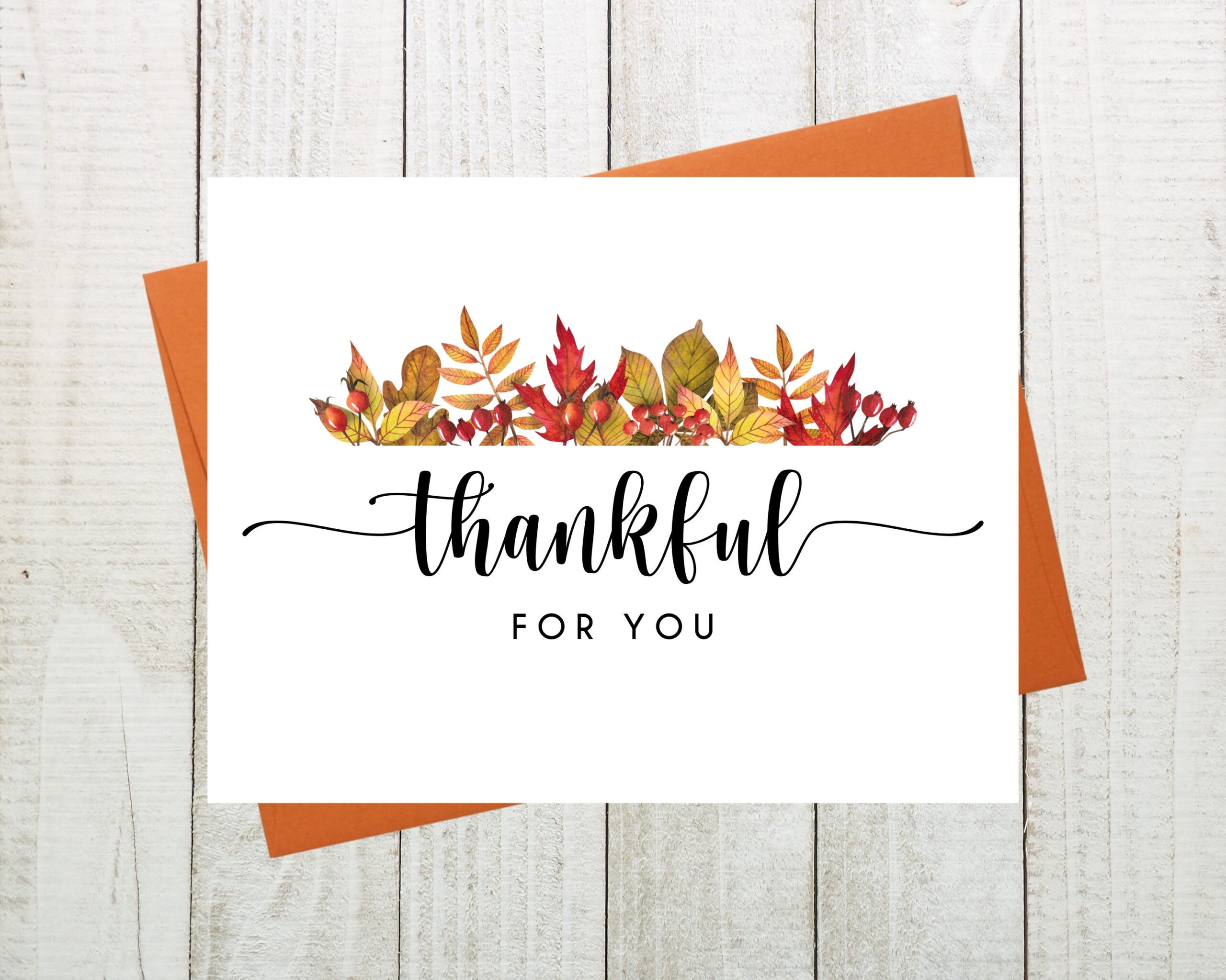 Thankful For You Greeting Card, Thanksgiving Card, Fall Thank You with Thankful For You Thanksgiving Cards