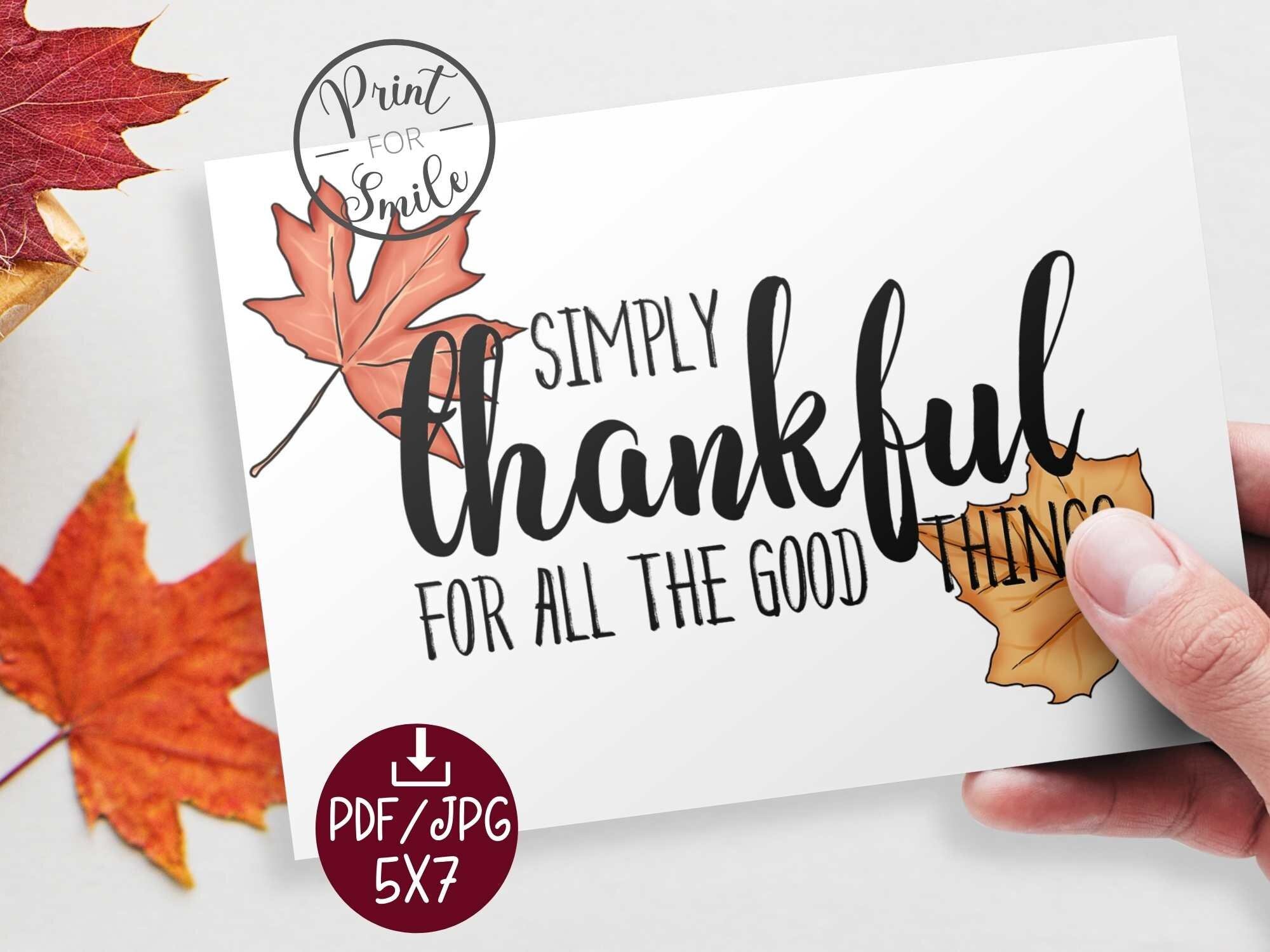 Thankful Thanksgiving Card Printable - Etsy with regard to Good Thanksgiving Cards