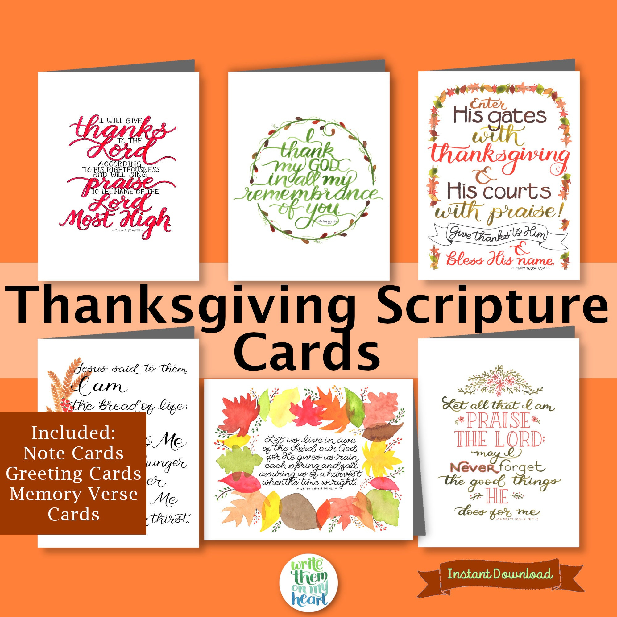 Thanksgiving Bible Verse Card Autumn Printable Scripture Art Fall in Thanksgiving Cards Verses