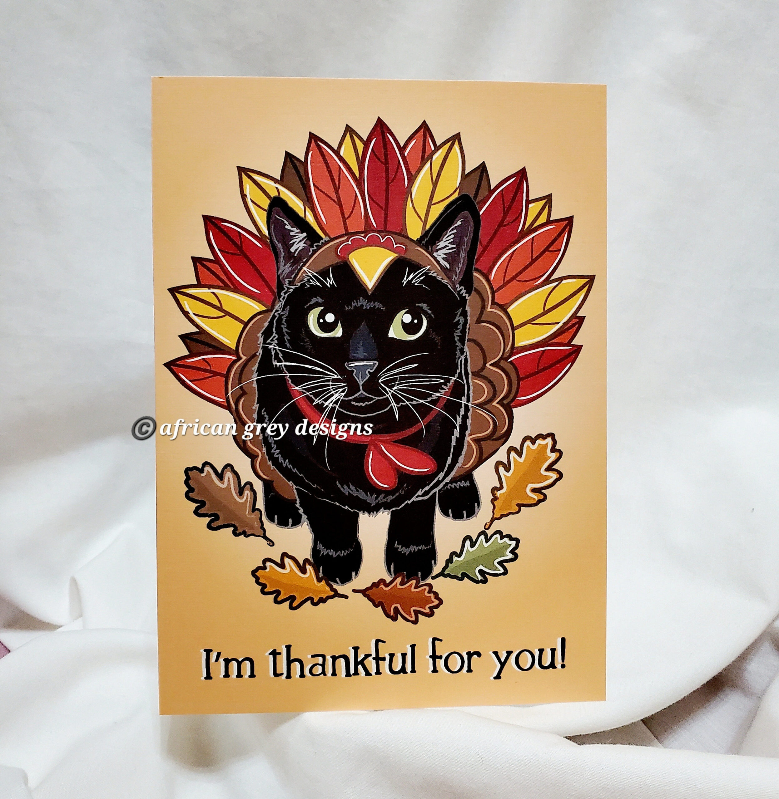 Thanksgiving Black Cat Greeting Card - Etsy within Cat Thanksgiving Cards