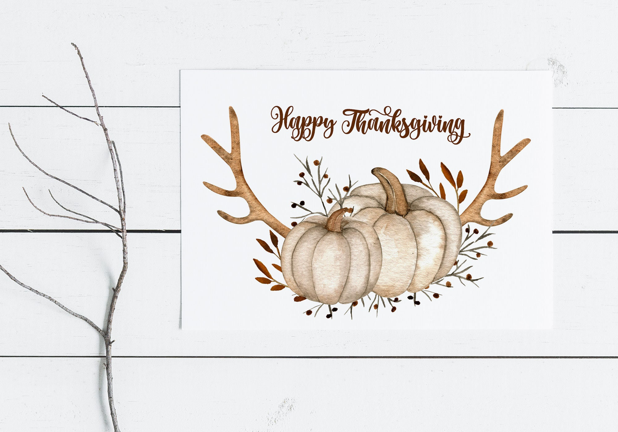 Thanksgiving Card Printable. Watercolor Pumpkins, Antlers Card Diy pertaining to Thanksgiving Cards Drawings