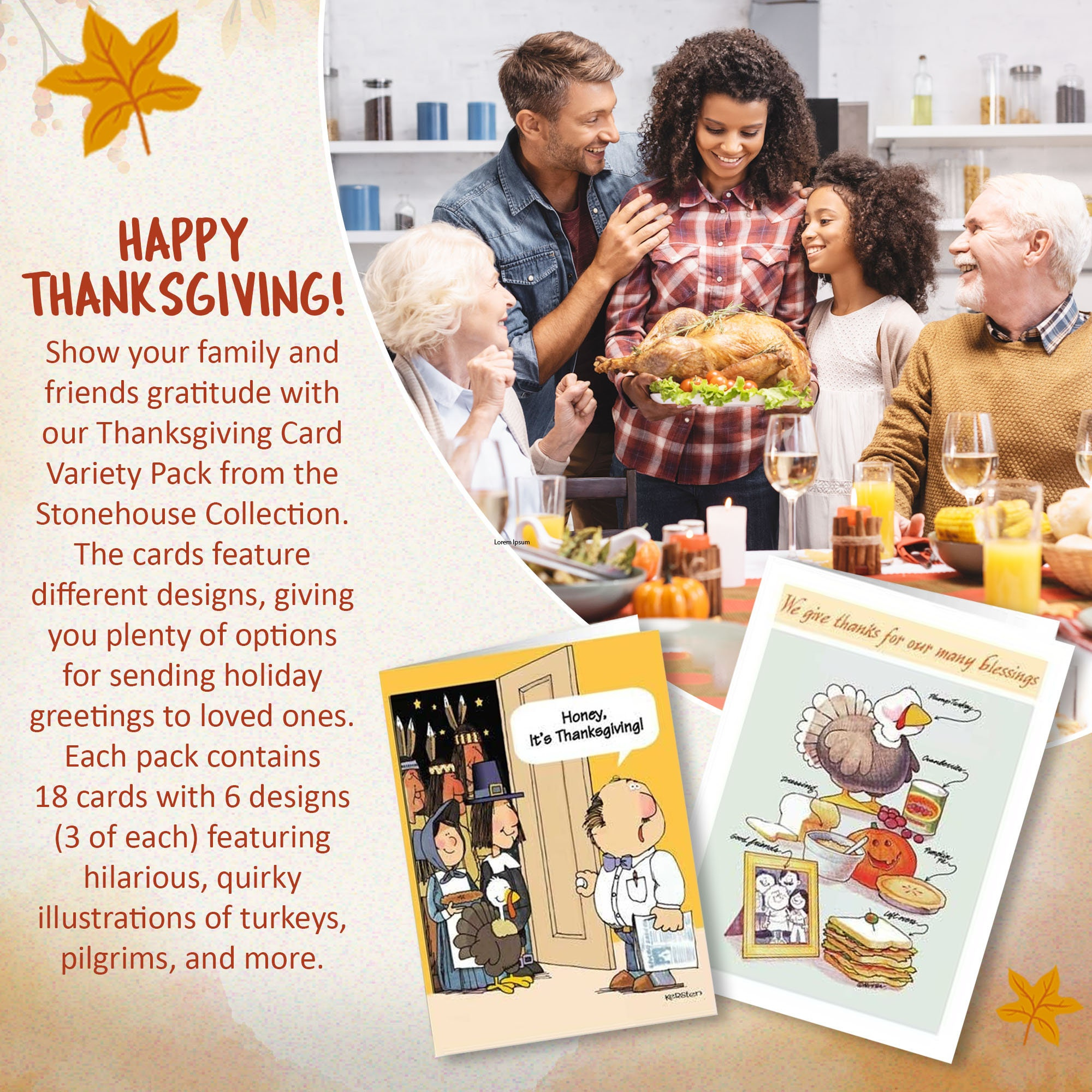 Thanksgiving Card Variety Pack 18 Funny Thanksgiving Cards intended for Thanksgiving Cards Packs