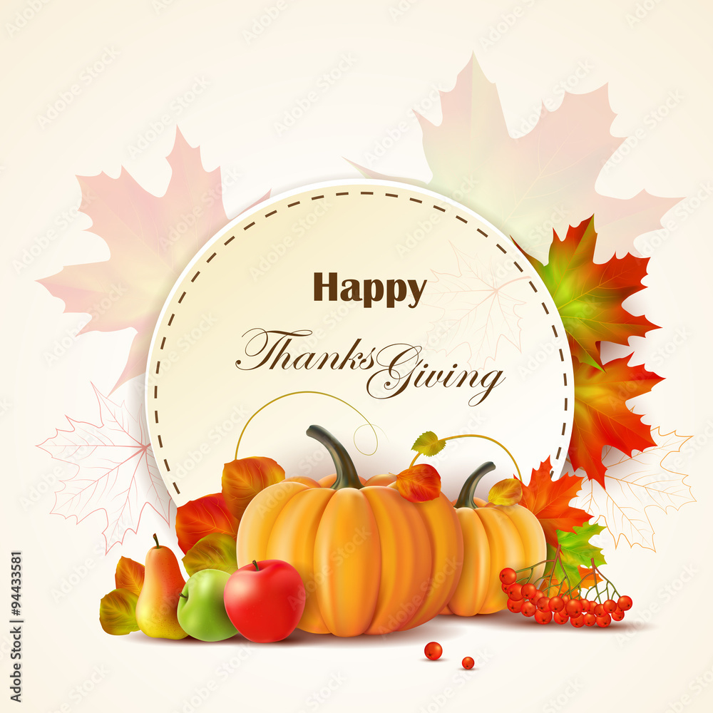 Thanksgiving Day Greeting Card With Pumpkins, Fruits And Autumn within Free Electronic Thanksgiving Cards