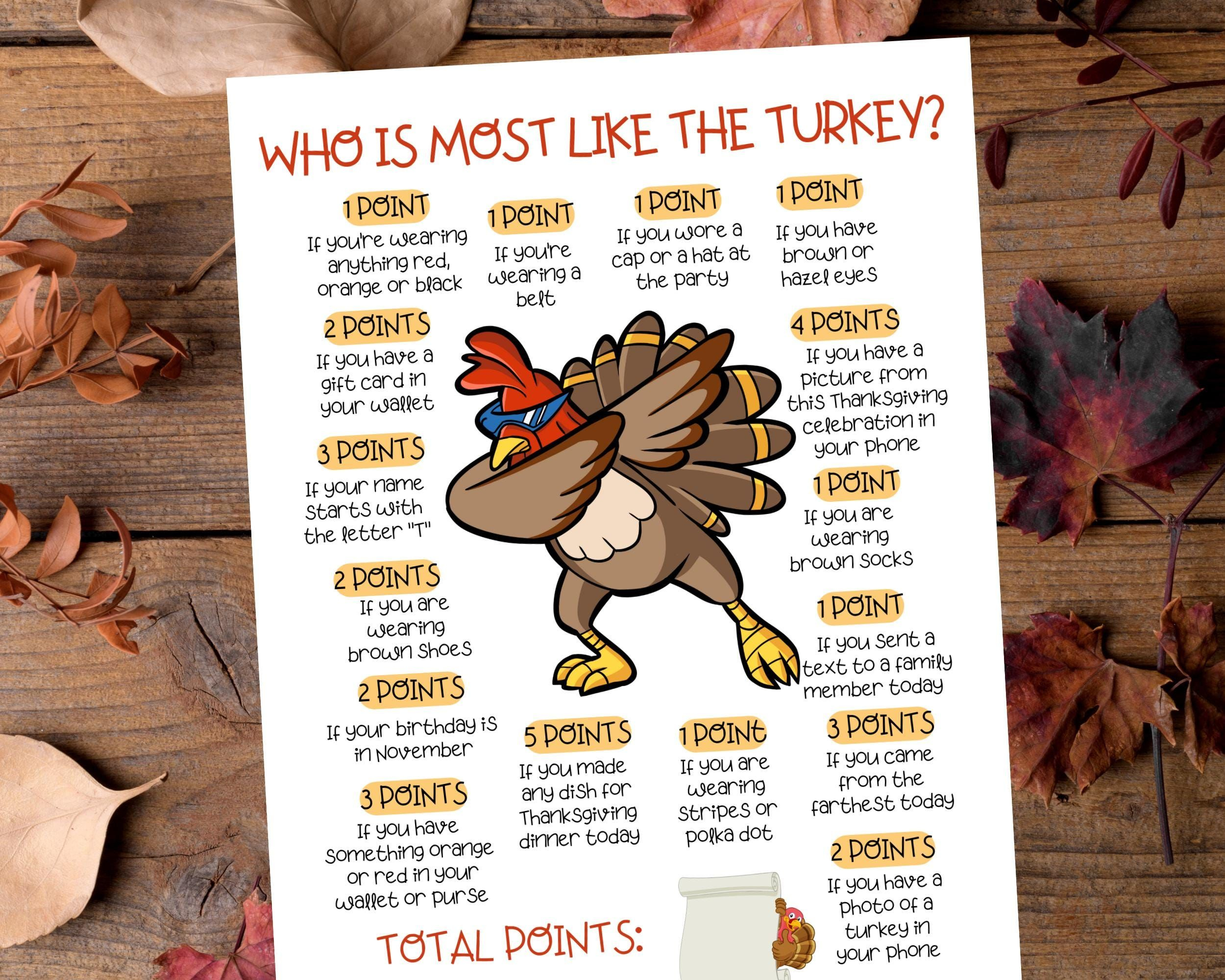 Thanksgiving Games For Adults, Dinner Table Game, Printable with regard to Thanksgiving Point Gift Cards