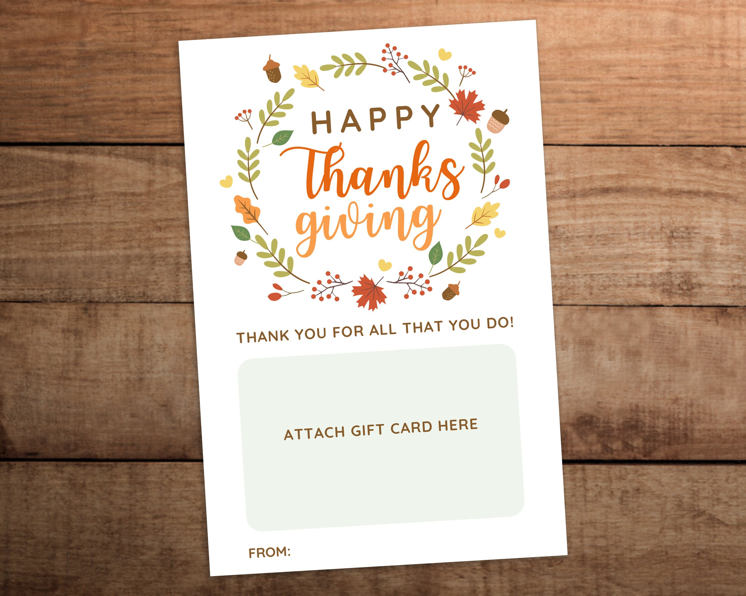 Thanksgiving Gift Card Holder Printable For Teachers, Nurses in Thanksgiving Gift Cards Messages