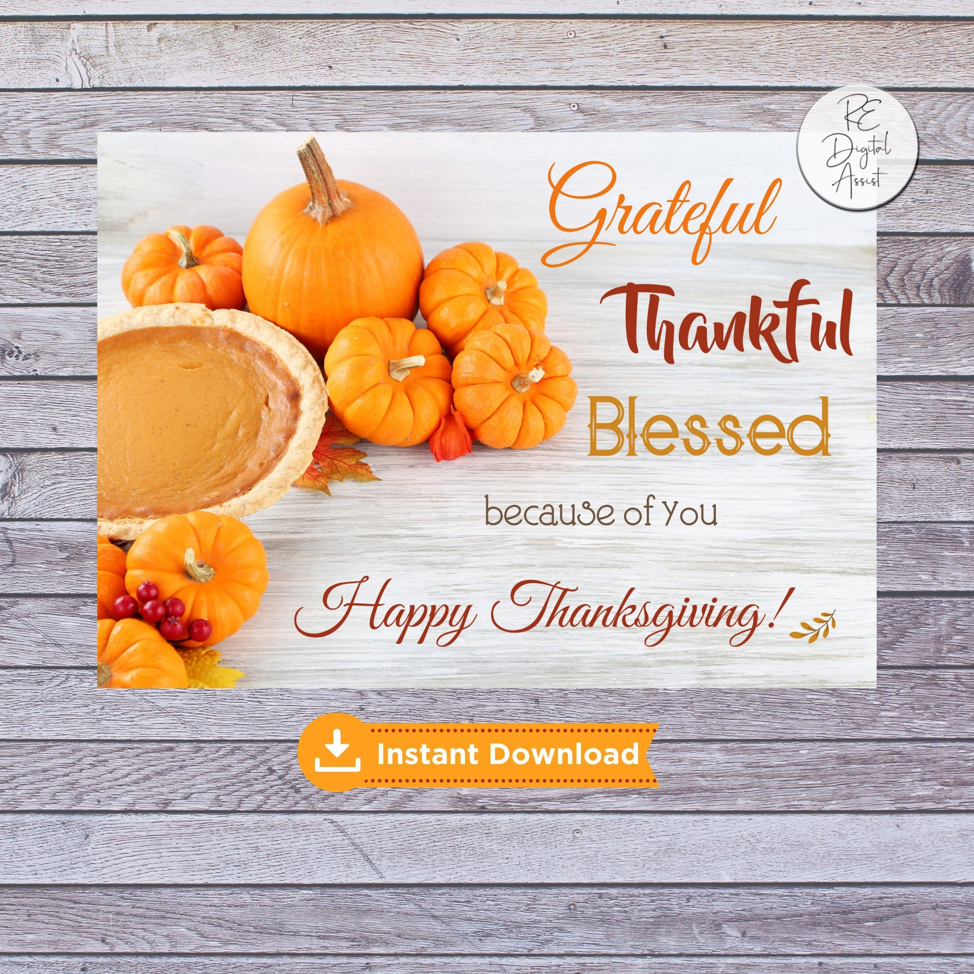 Thanksgiving Grateful Business Postcard Front, Thankful Blessed for Business Thanksgiving Cards For Clients