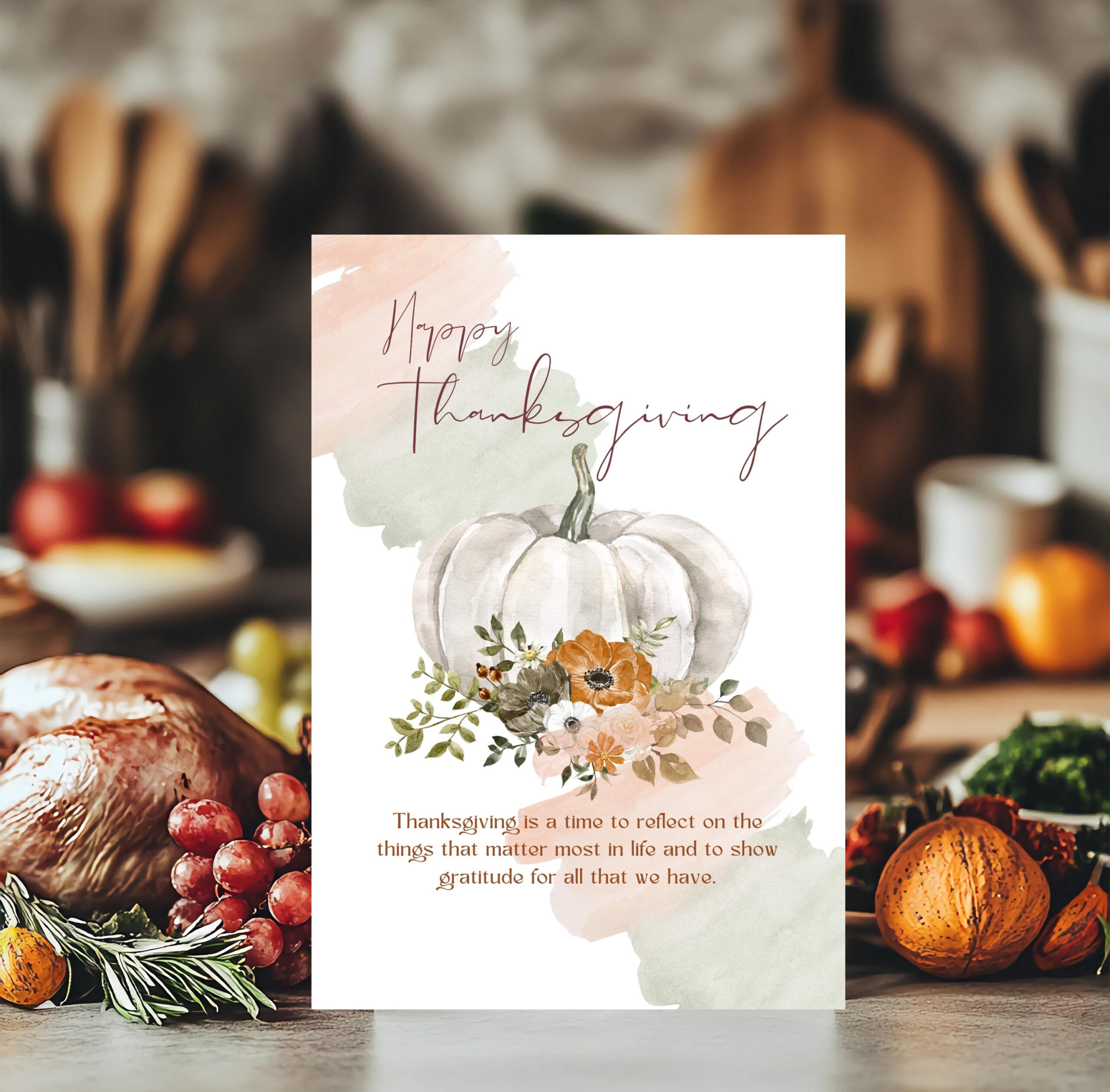 Thanksgiving Greeting Card, Fall Pumpkin With Flowers pertaining to Thanksgiving Cards Vistaprint