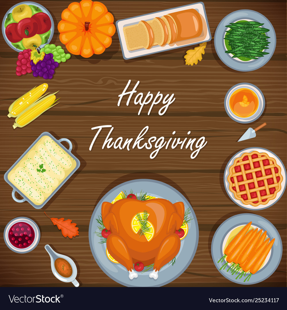 Thanksgiving Greeting Card With Menu Foods Wood Ba for Thanksgiving Food Cards