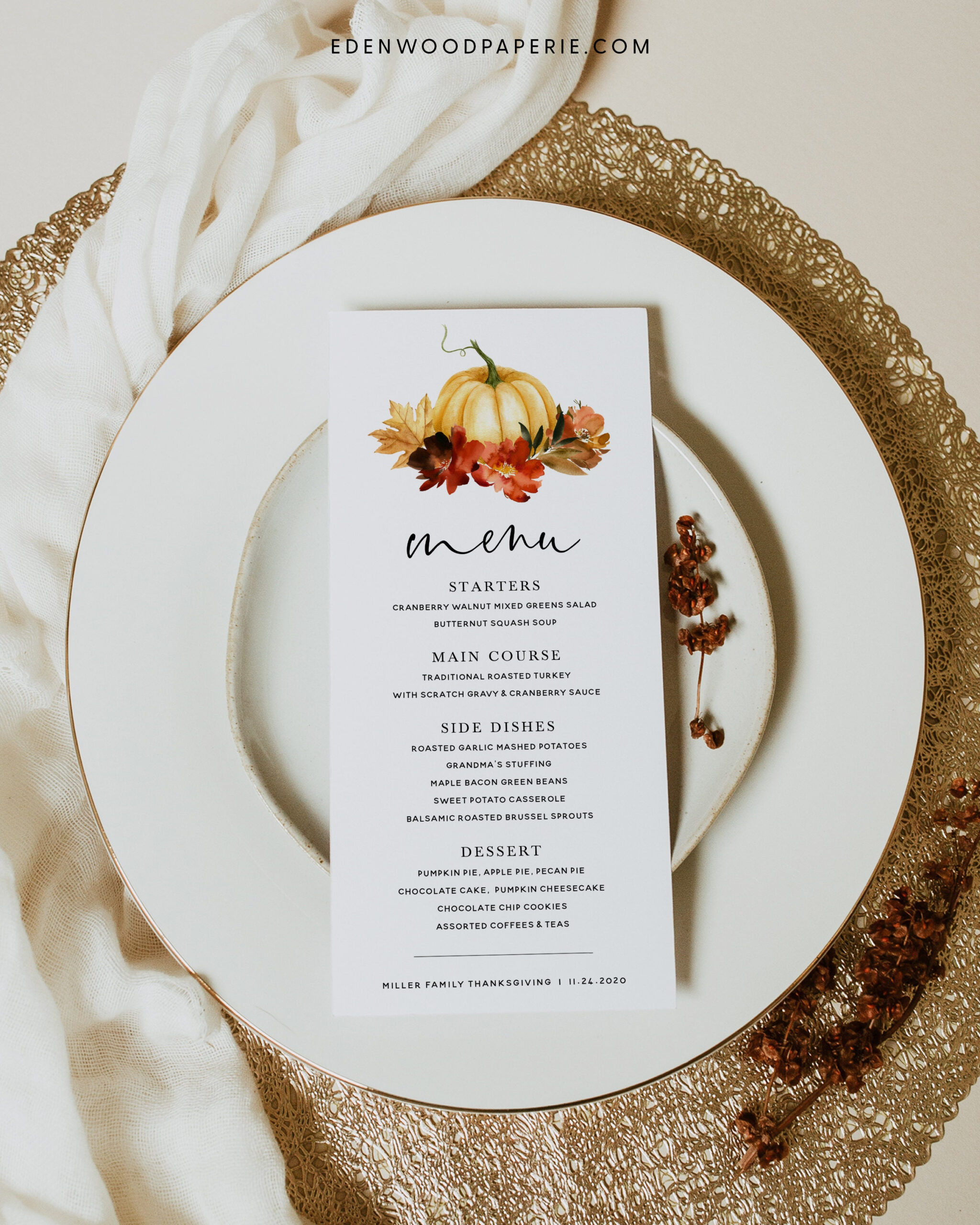 Thanksgiving Menu Card Template, Friendsgiving Menu Printable pertaining to Thanksgiving Dinner Cards