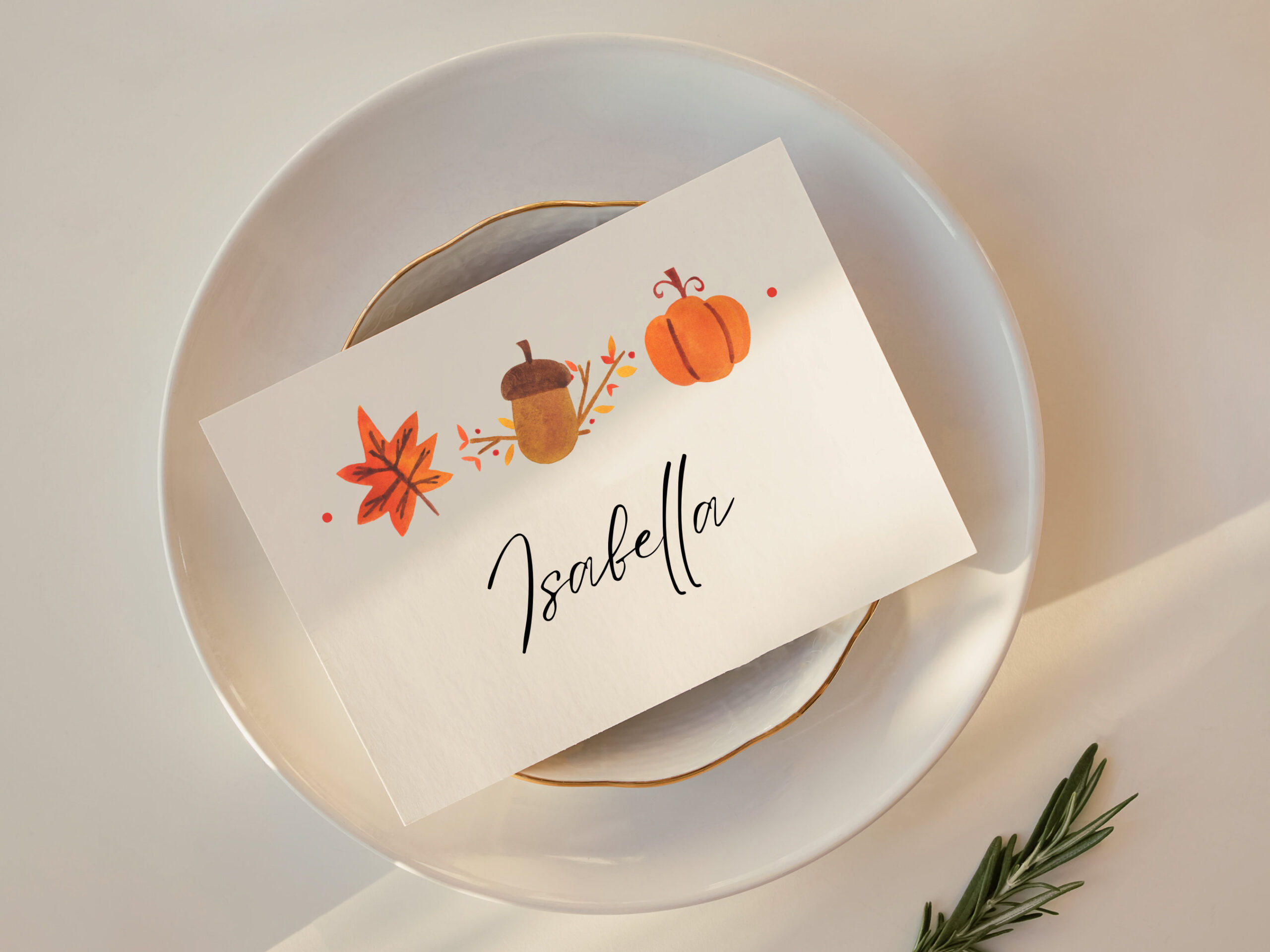 Thanksgiving Name Cards Template, Minimalist Fall Place Cards for Thanksgiving Name Place Cards