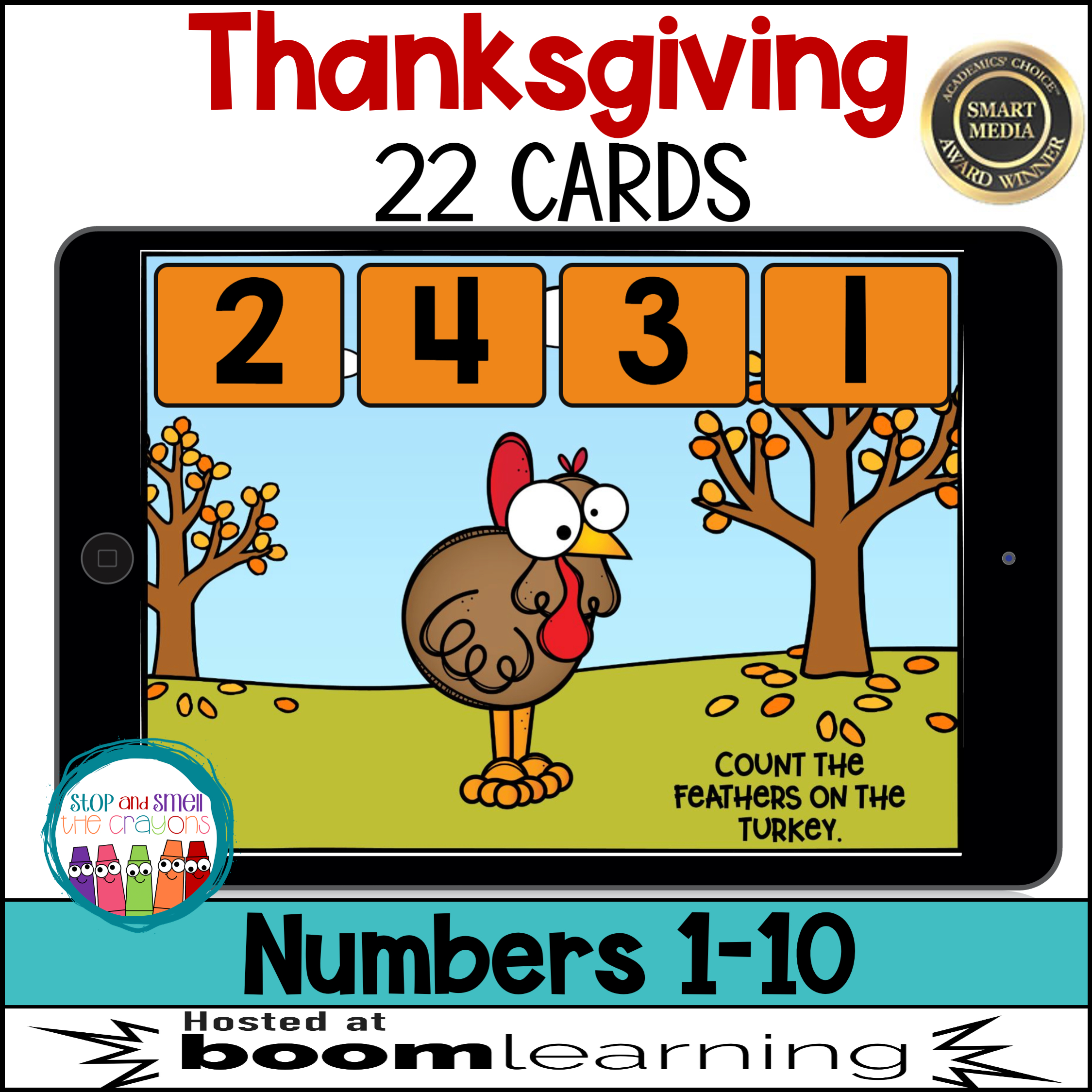 Thanksgiving Numbers 1-10 Boom Cards™ regarding Thanksgiving Boom Cards