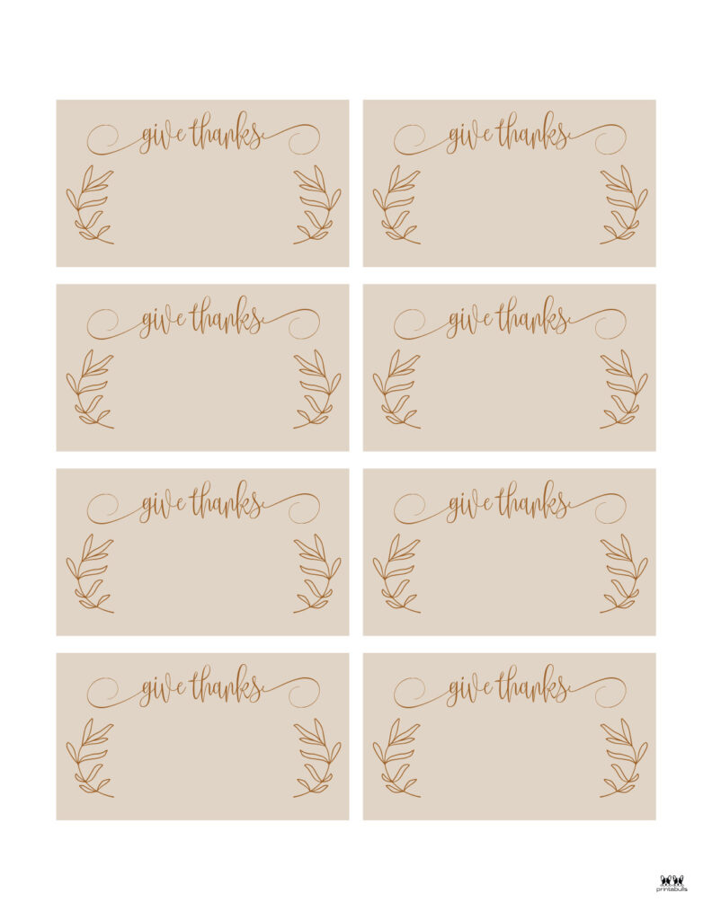 Thanksgiving Place Cards - 15 Free Printable Sets | Printabulls regarding Free Printable Thanksgiving Thanksgiving Place Cards Template Free Download