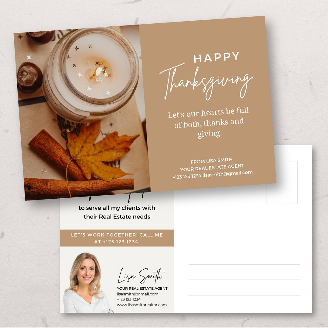 Thanksgiving Real Estate Farming, Realtor Fall Postcard, Real in Thanksgiving Cards From Realtor