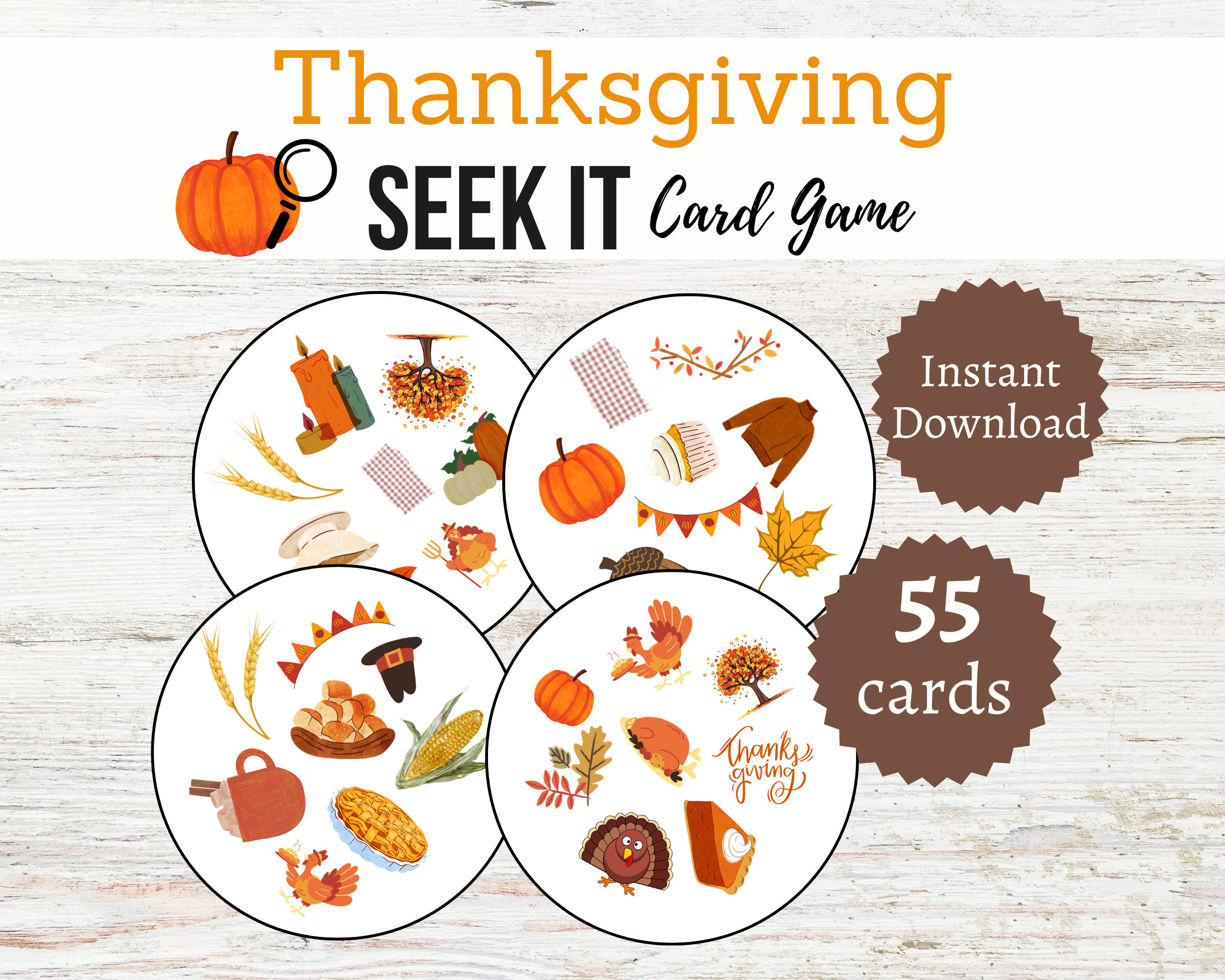 Thanksgiving Seek It Game, Printable Fall Activity For Kids, Teens for Cards Games For Thanksgiving