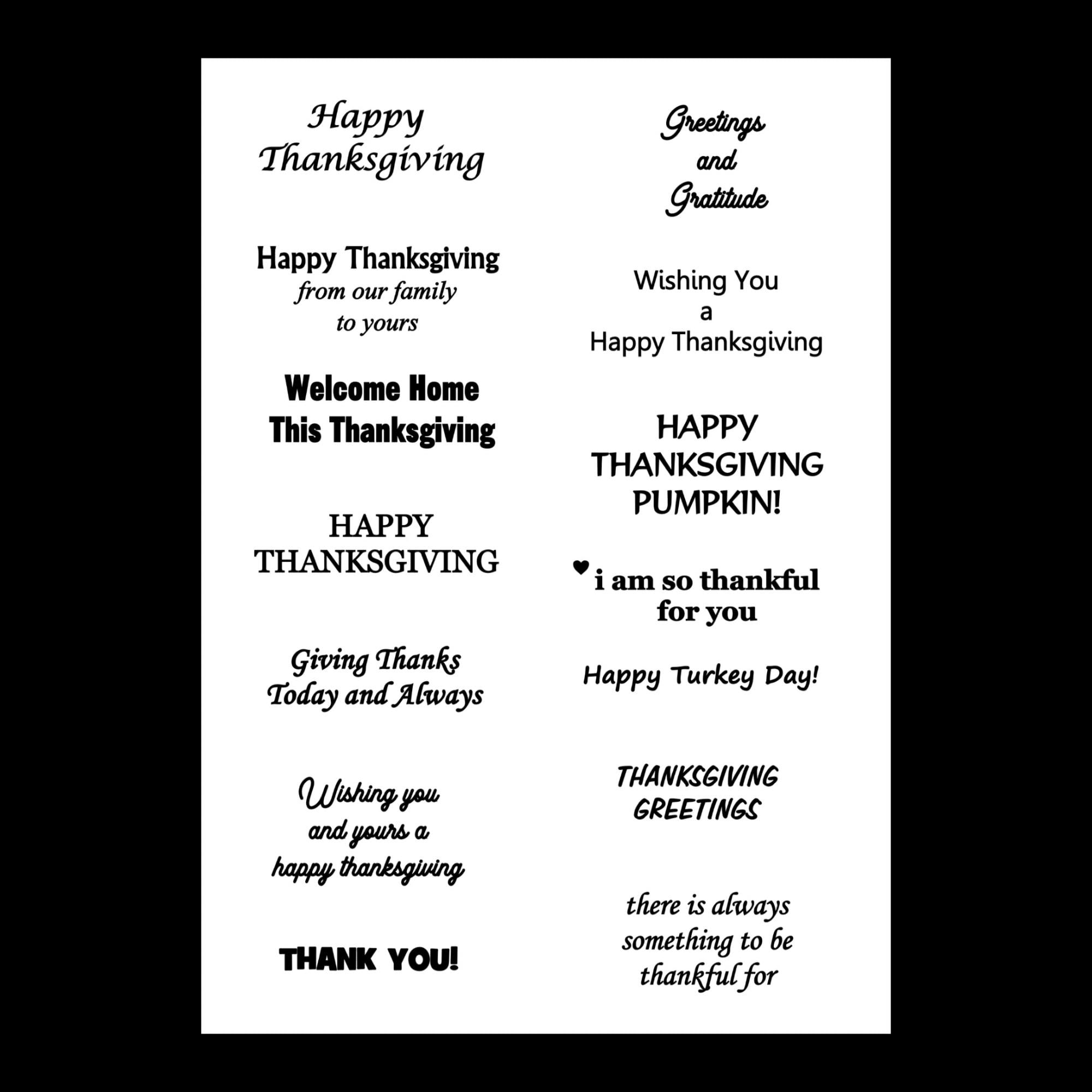 Thanksgiving Sentiments Digital Sheet, Thanksgiving Words And for Thanksgiving Cards Sentiments