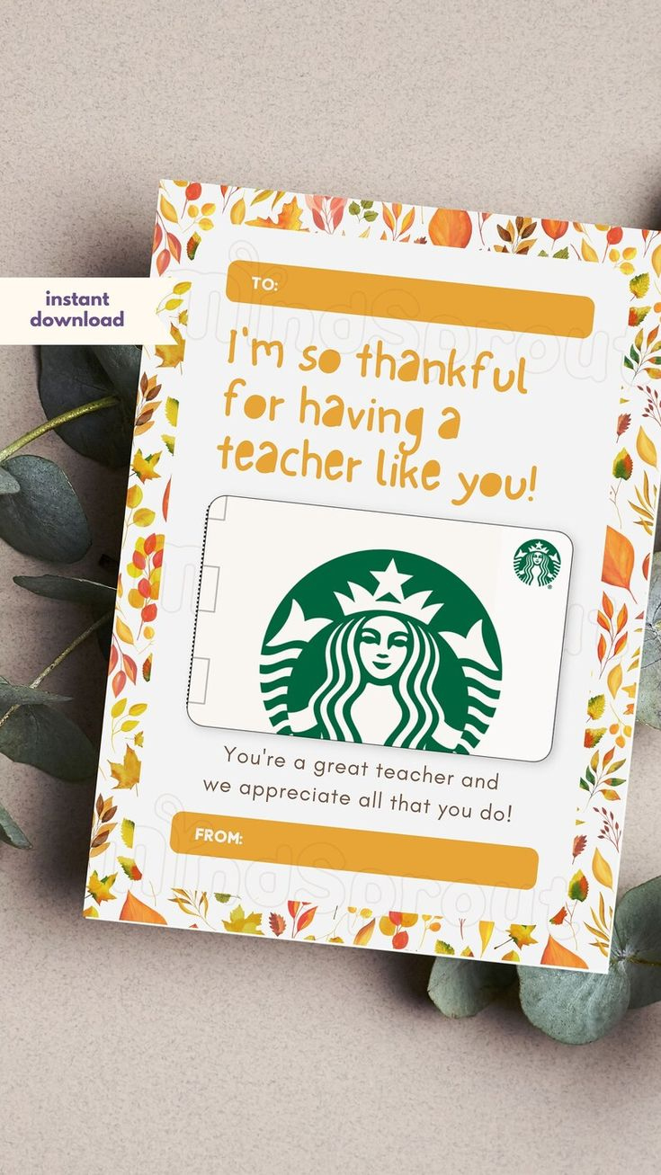 Thanksgiving Teacher Gift Card Holder Gift For Teacher Coffee Gift in Target Thanksgiving Gift Cards