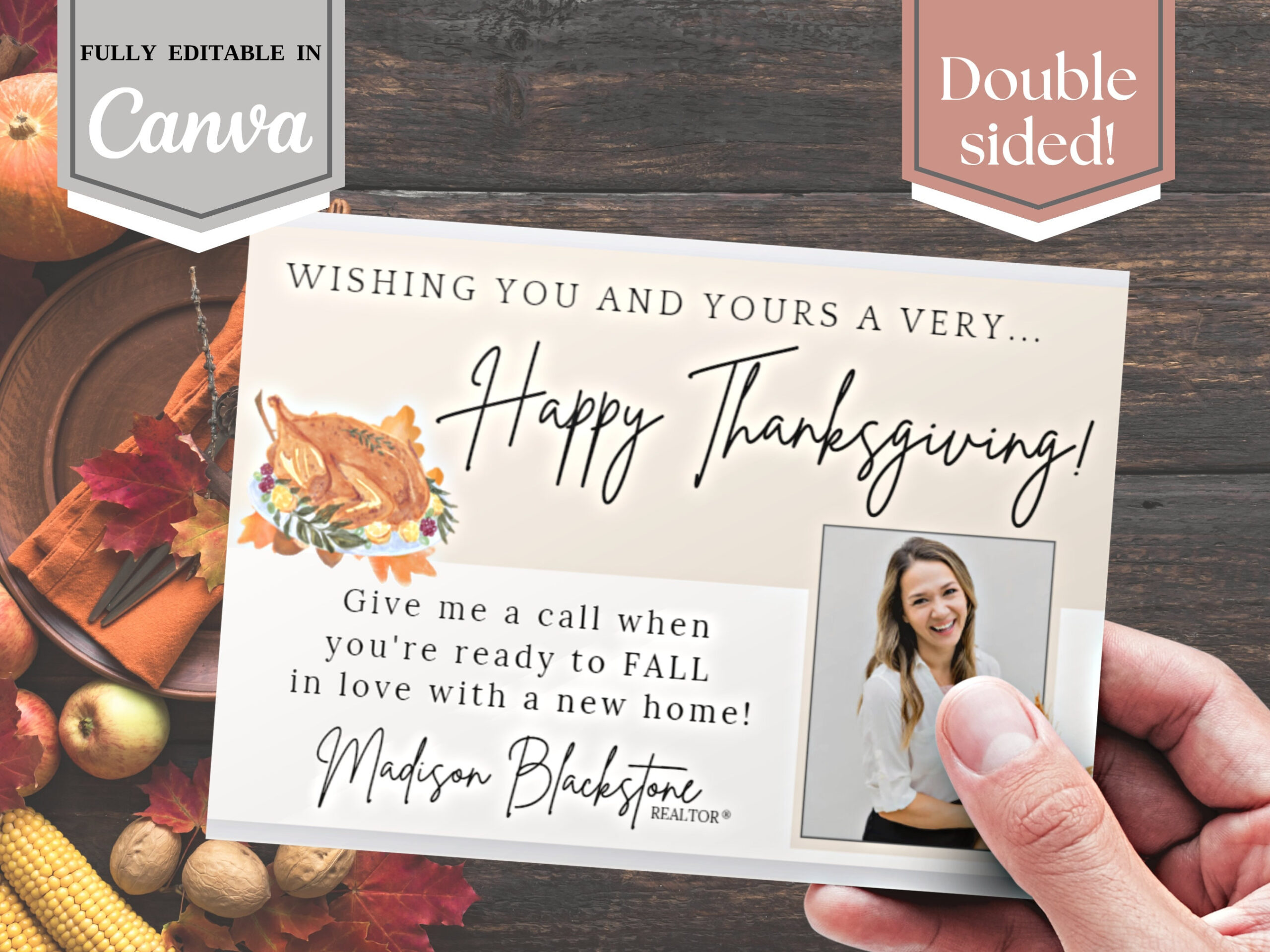 Thanksgiving Theme Real Estate Postcard Marketing Realtors &amp;amp; Real for Thanksgiving Cards For Realtors