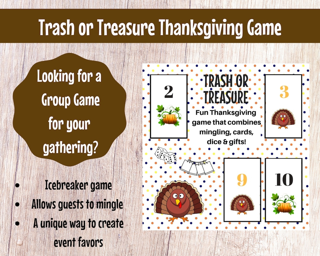 Thanksgiving Trash Or Treasure Printable Dice &amp;amp; Card Game Large within Cards Games For Thanksgiving