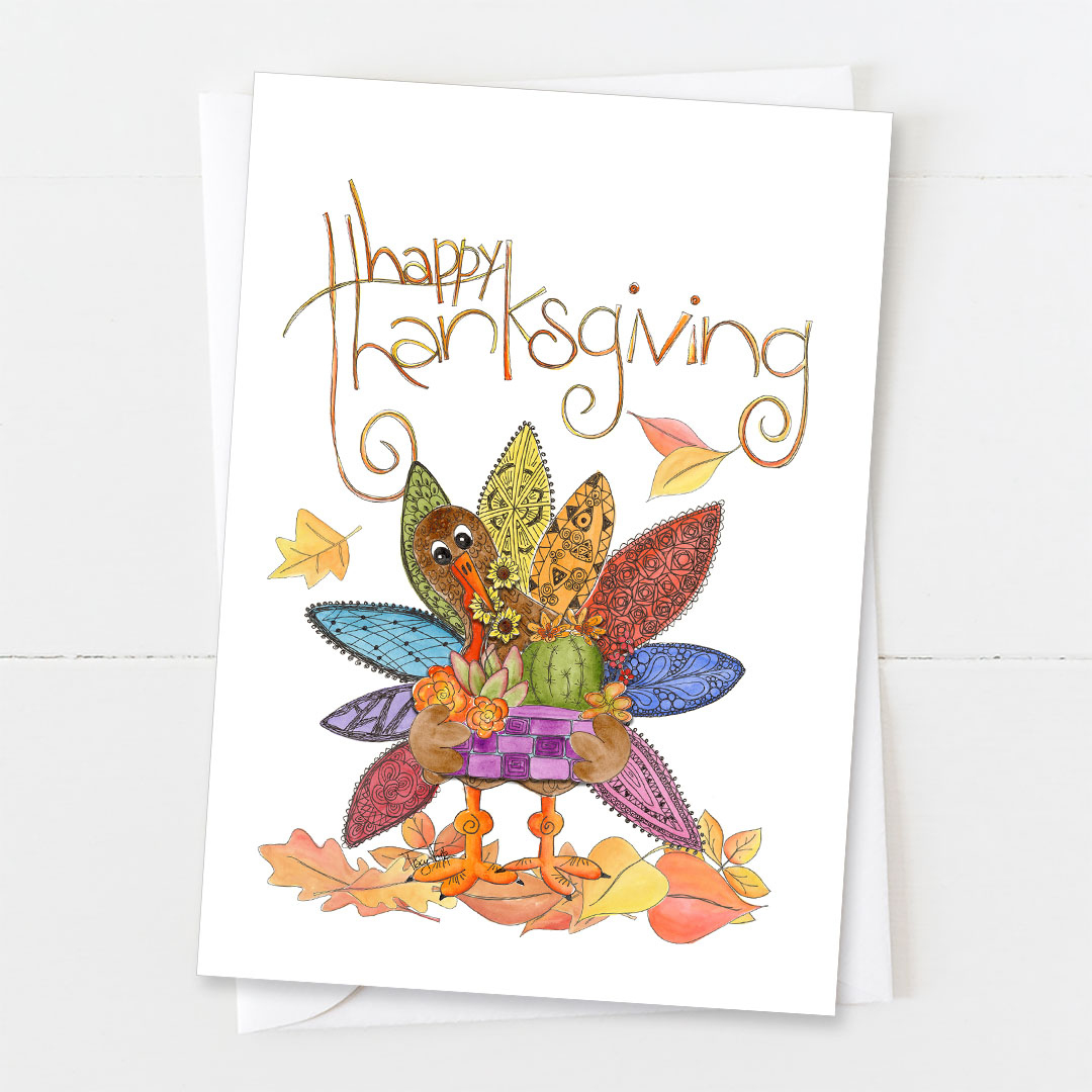 Thanksgiving Turkey Succulents | Thanksgiving Card - Zinnia Sky Studio intended for Thanksgiving Turkey Cards