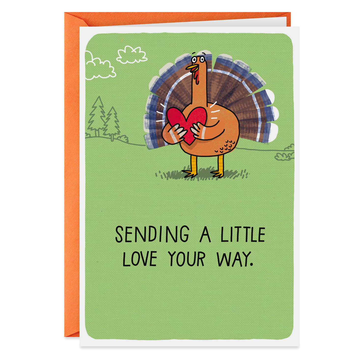 Turkey Sending A Little Love Thanksgiving Card - Greeting Cards in Thanksgiving Cards For Lover