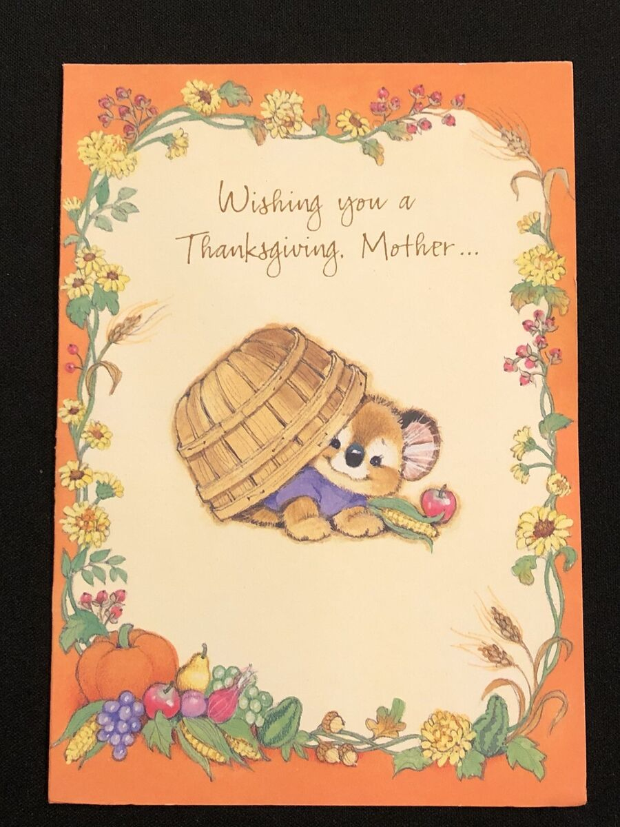 Vintage Thanksgiving Greeting Card Kirby Koala Gibson Apple Corn with regard to Thanksgiving Cards For Mother