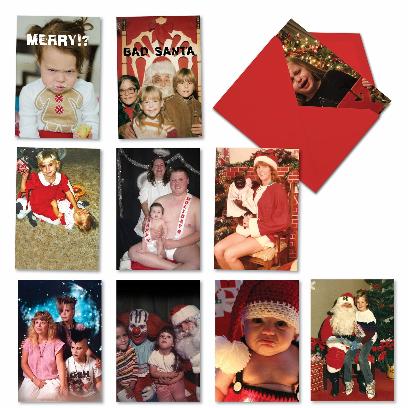 10 Assorted Set Funny Christmas Greeting Cards - Awkward Family Photos - Funny Old Inappropriate Photographs in Christmas Cards Photo at Walmart