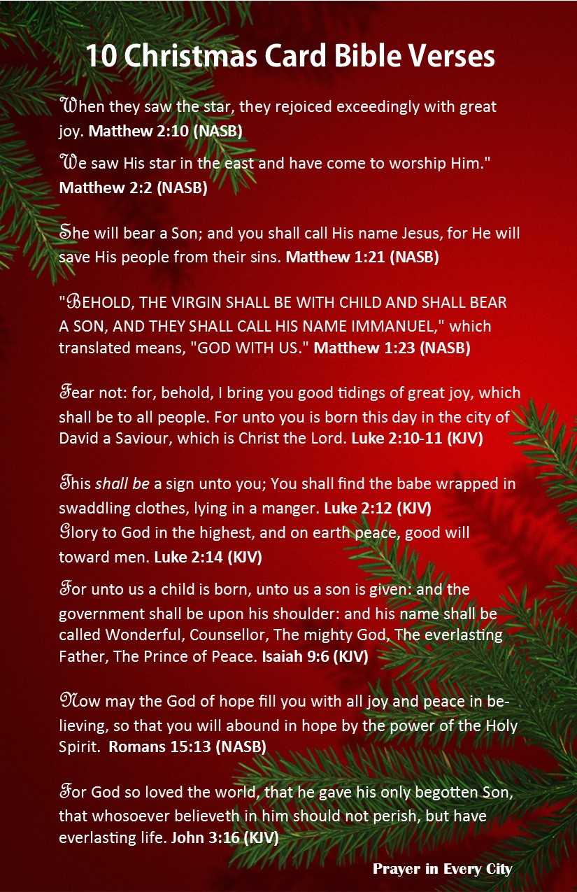 10 Christmas Card Bible Verses | Prayer In Every City for Christmas Verses For Cards