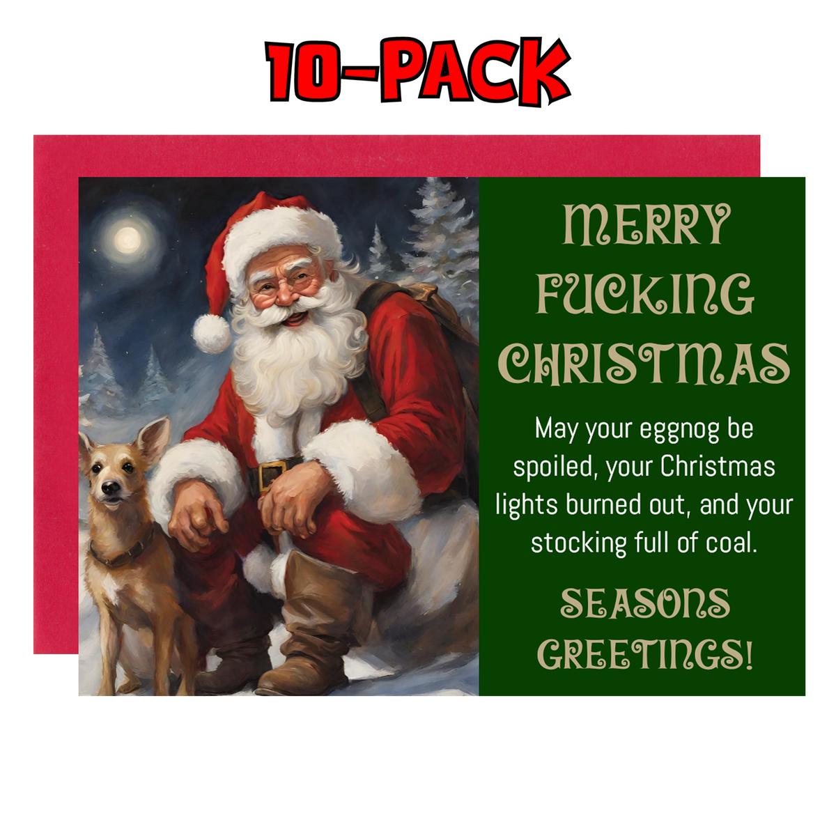 10-Pack Rude Crude Funny Christmas Cards - Santa Wishes You A in Christmas Messages Funny Cards