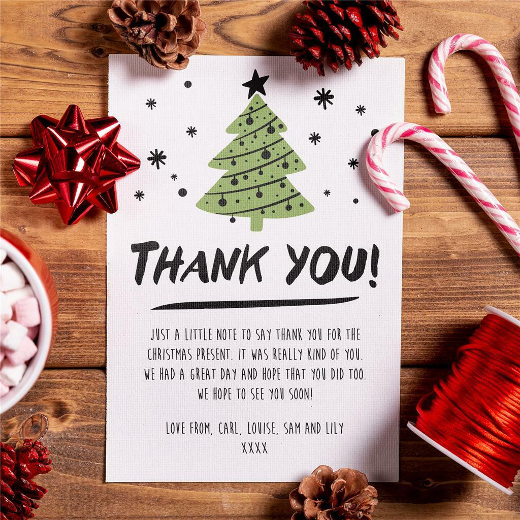 10 Personalised Christmas Thank You Cards Notes Xmas With Envelopes for Christmas Thank You Cards