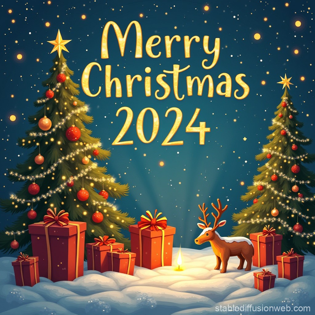 2024 Merry Christmas Greeting Card | Stable Diffusion Online with Photo Christmas Cards 2024