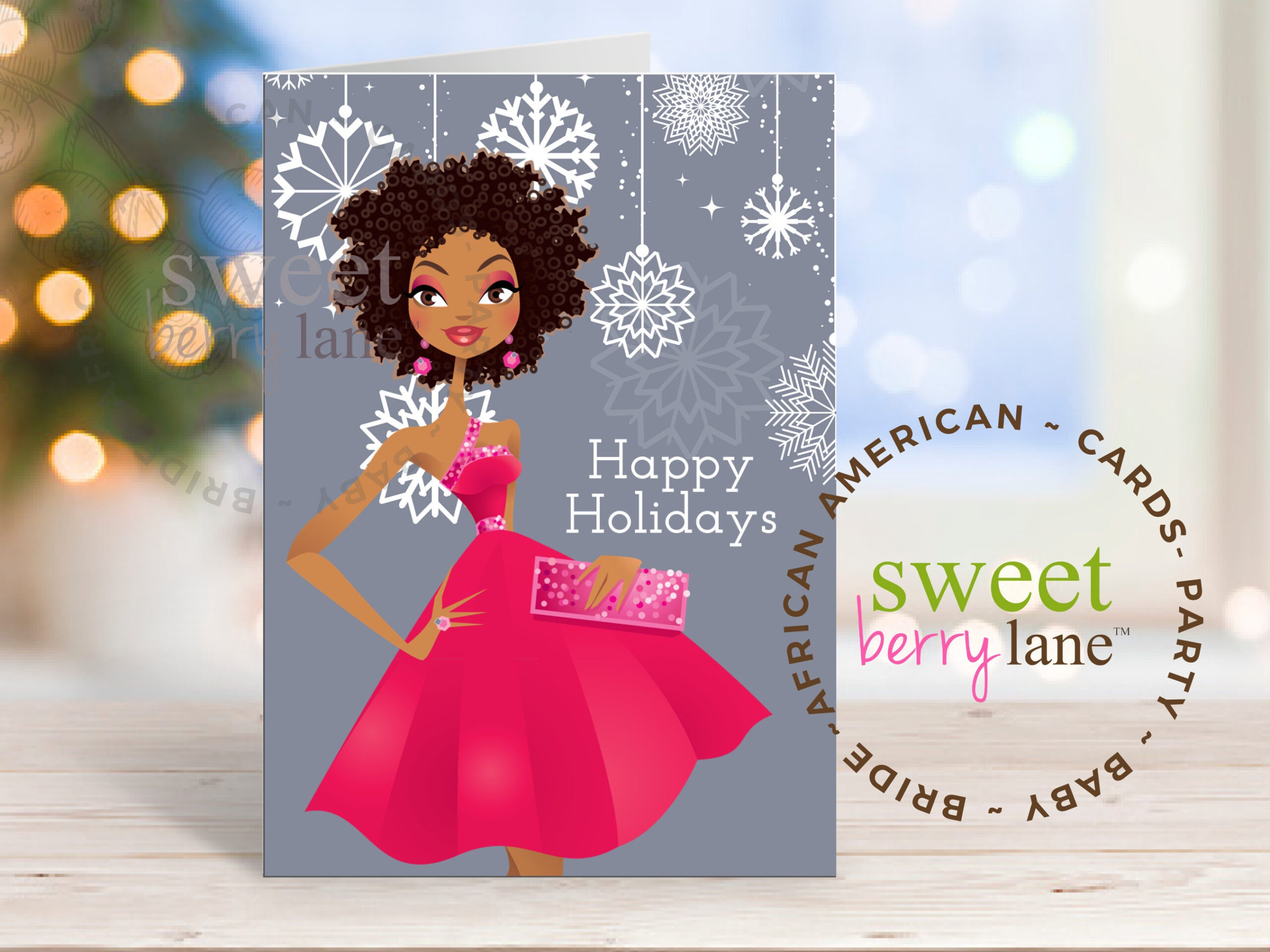 African American Christmas Card // Black Holiday Card, Black Girl for African American Christmas Cards