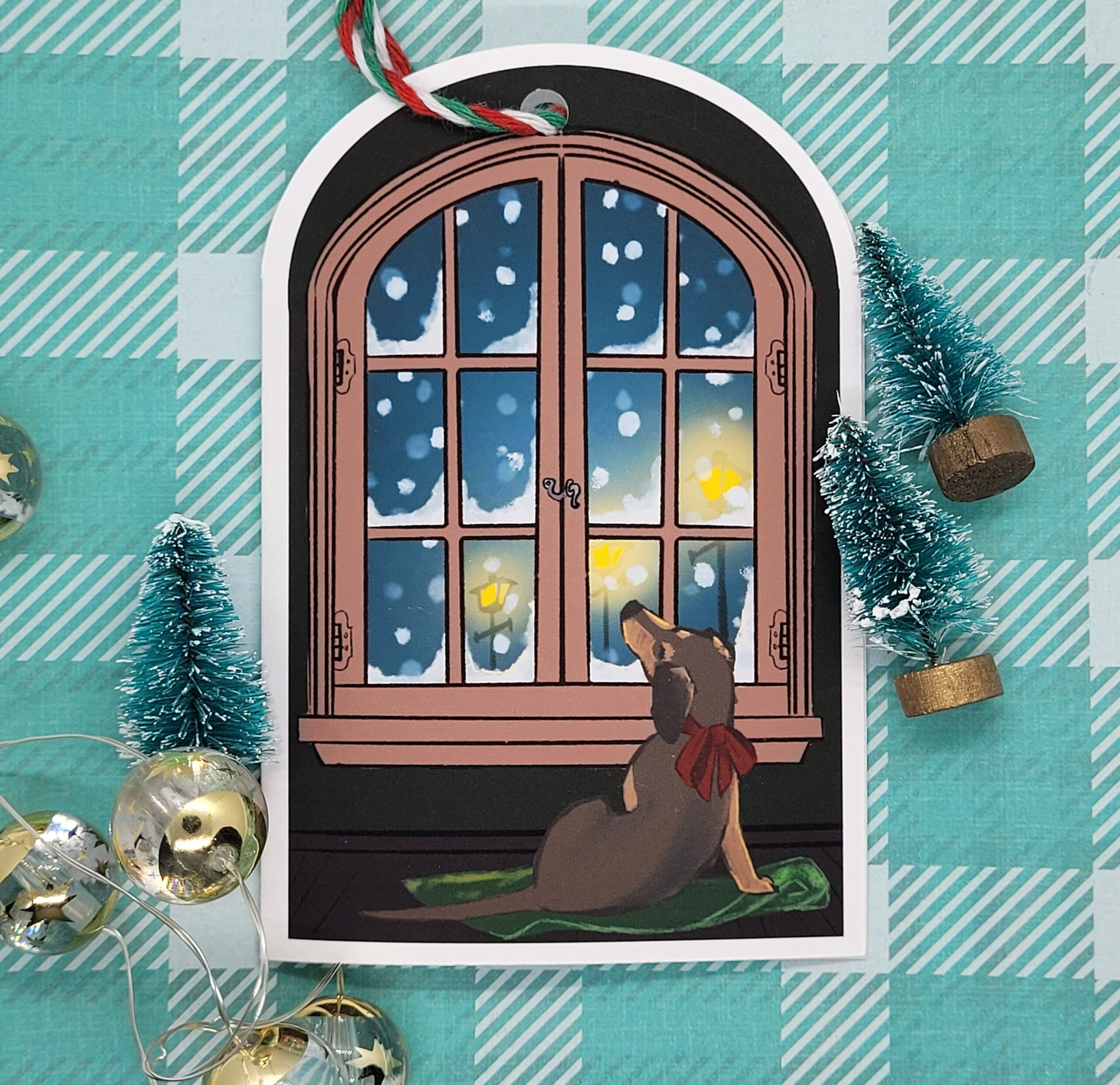 Animated Dog Holiday Greeting Card/Ornament - Etsy intended for Christmas Cards with Window in Background