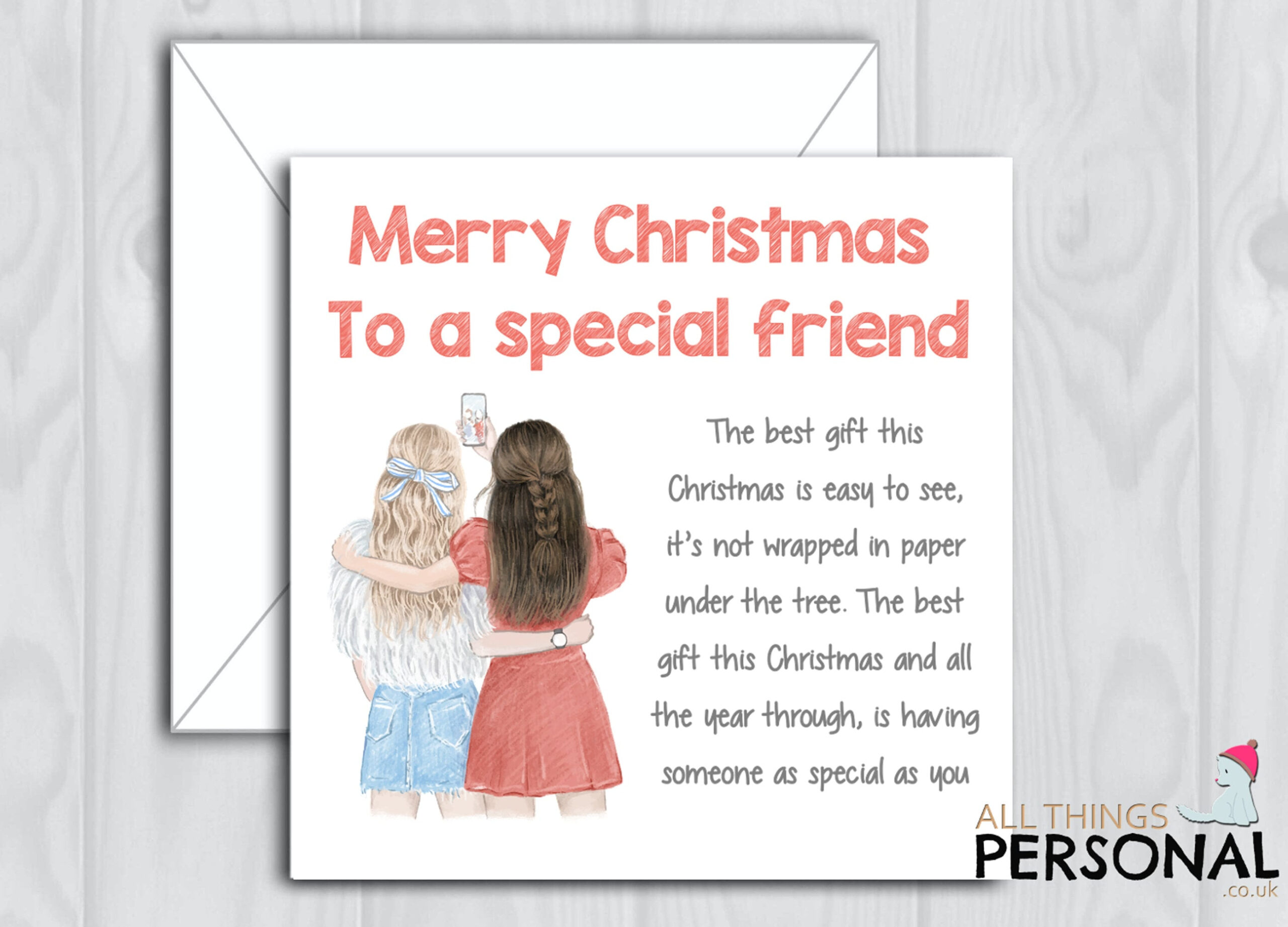 Best Friends Christmas Card Handmade Special Friend Christmas Card with regard to Christmas Cards For Friends