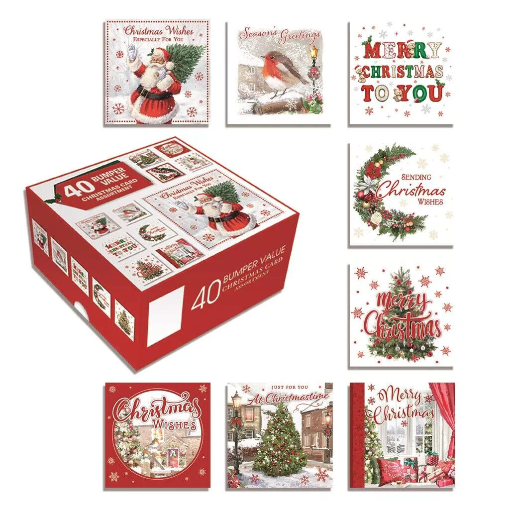 Box Of 40 Christmas Cards - Suitable For All Ages - Traditional in Christmas Cards by the Box