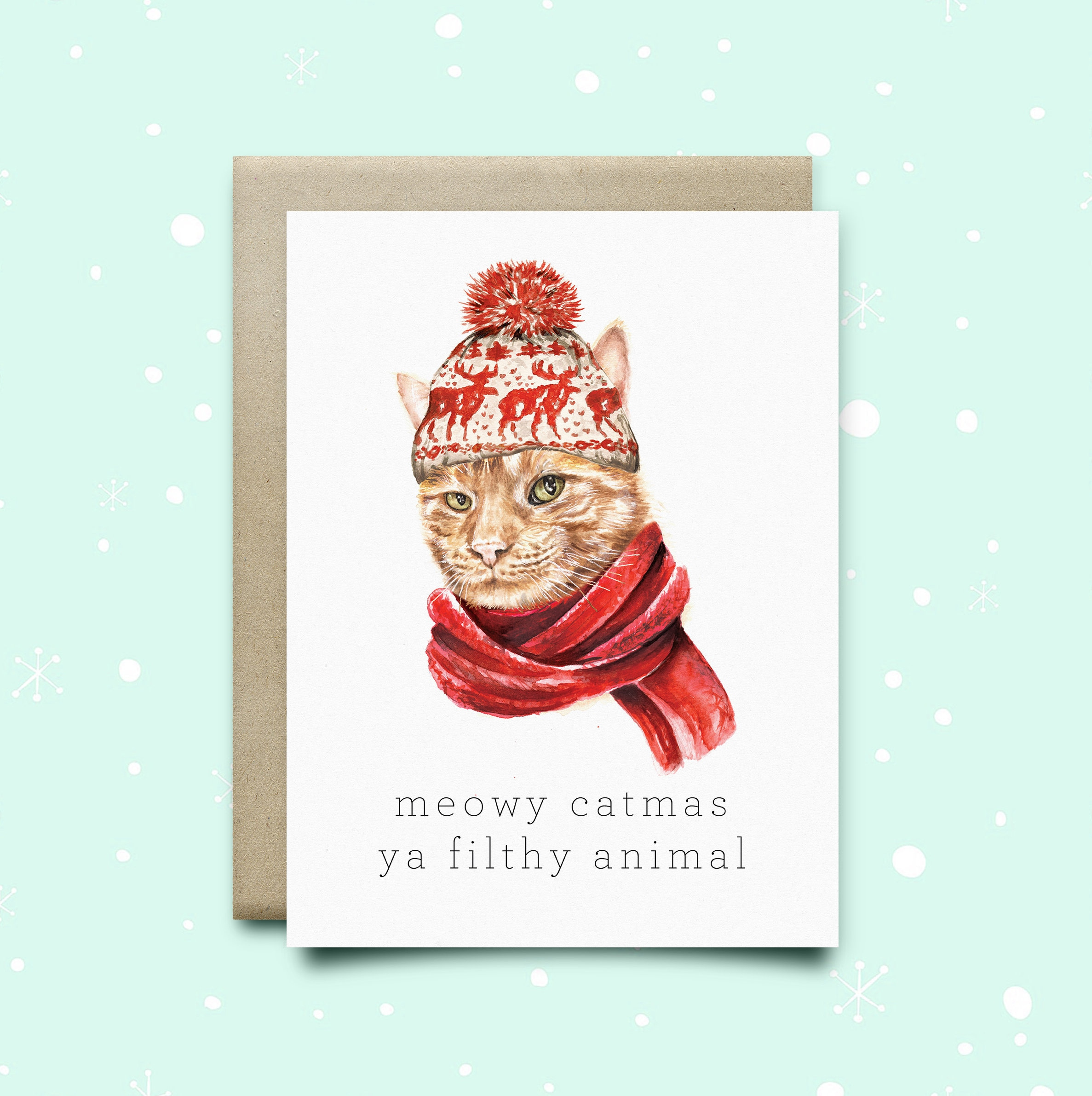 Cat Holiday Card, Cat Christmas Card,Cute Christmas Card,Funny Christmas Card, Home Alone Card, Punny Chirstmas Card,Funny Cat,Filthy Animal for Cat Holiday Cards Christmas